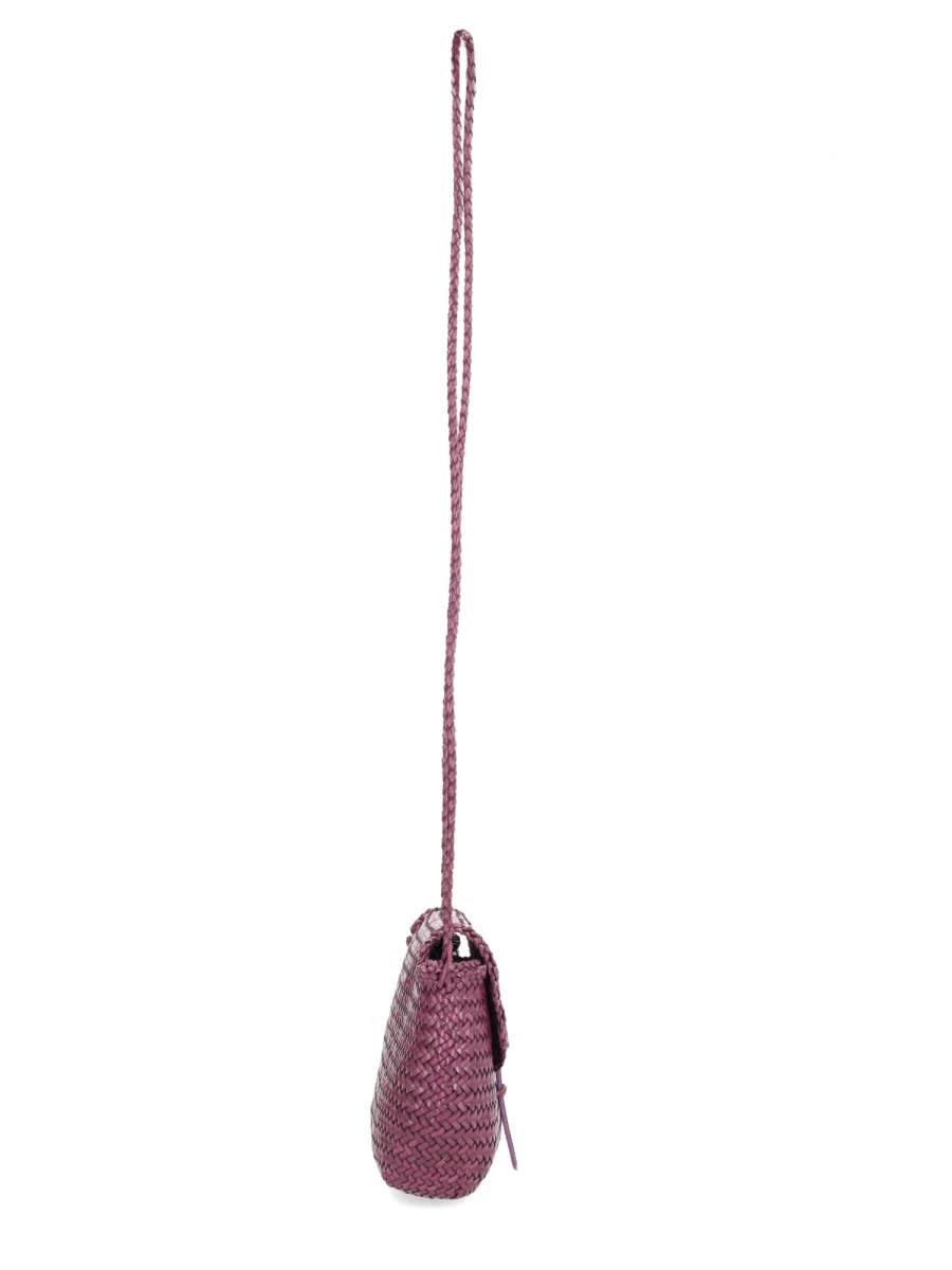 Dragon Diffusion Woven Texture Shoulder Bag With Long Strap In Purple