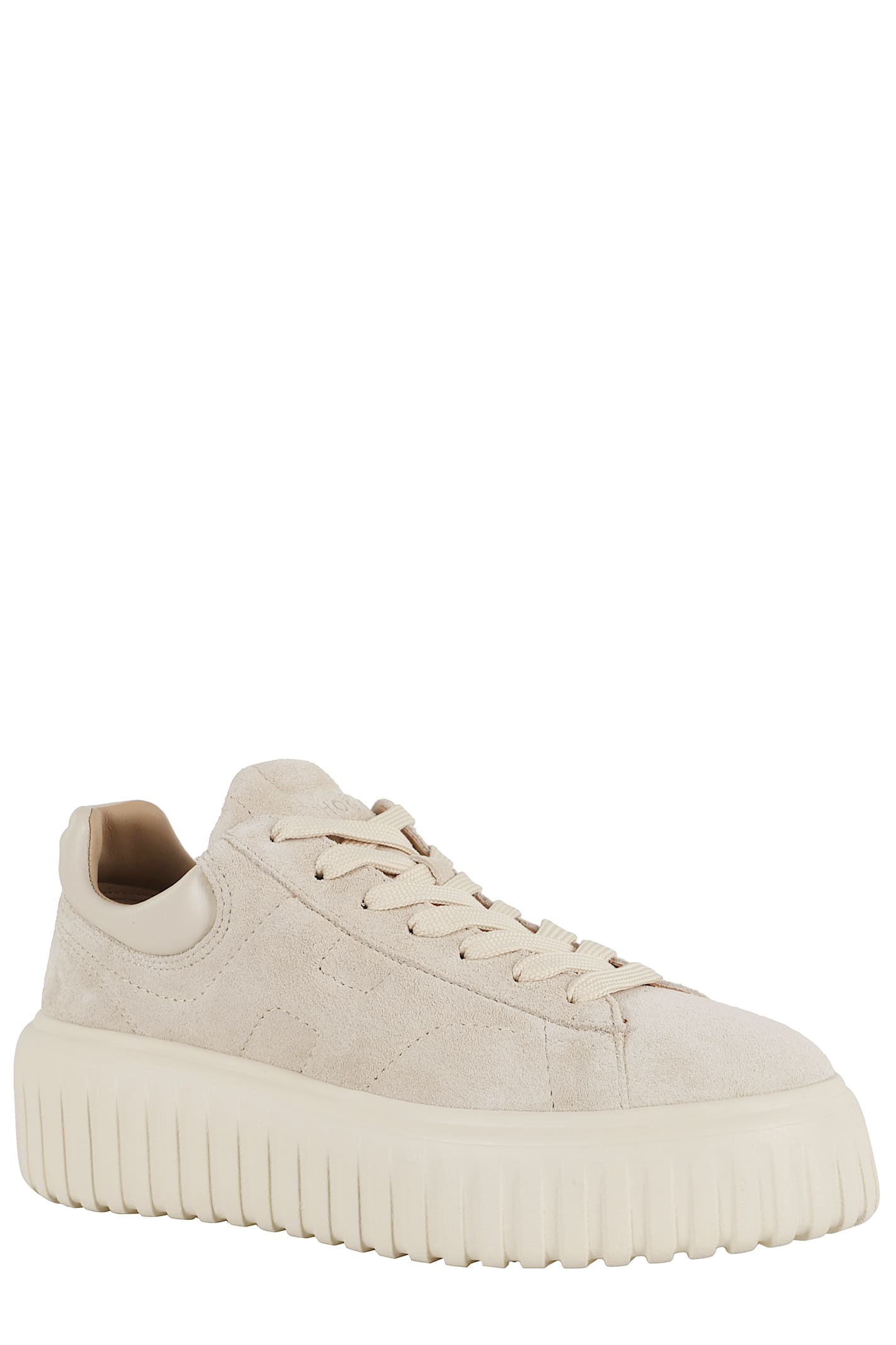 Hogan H Stripes Lace-up Sneakers With Embossed Logo In Neutral