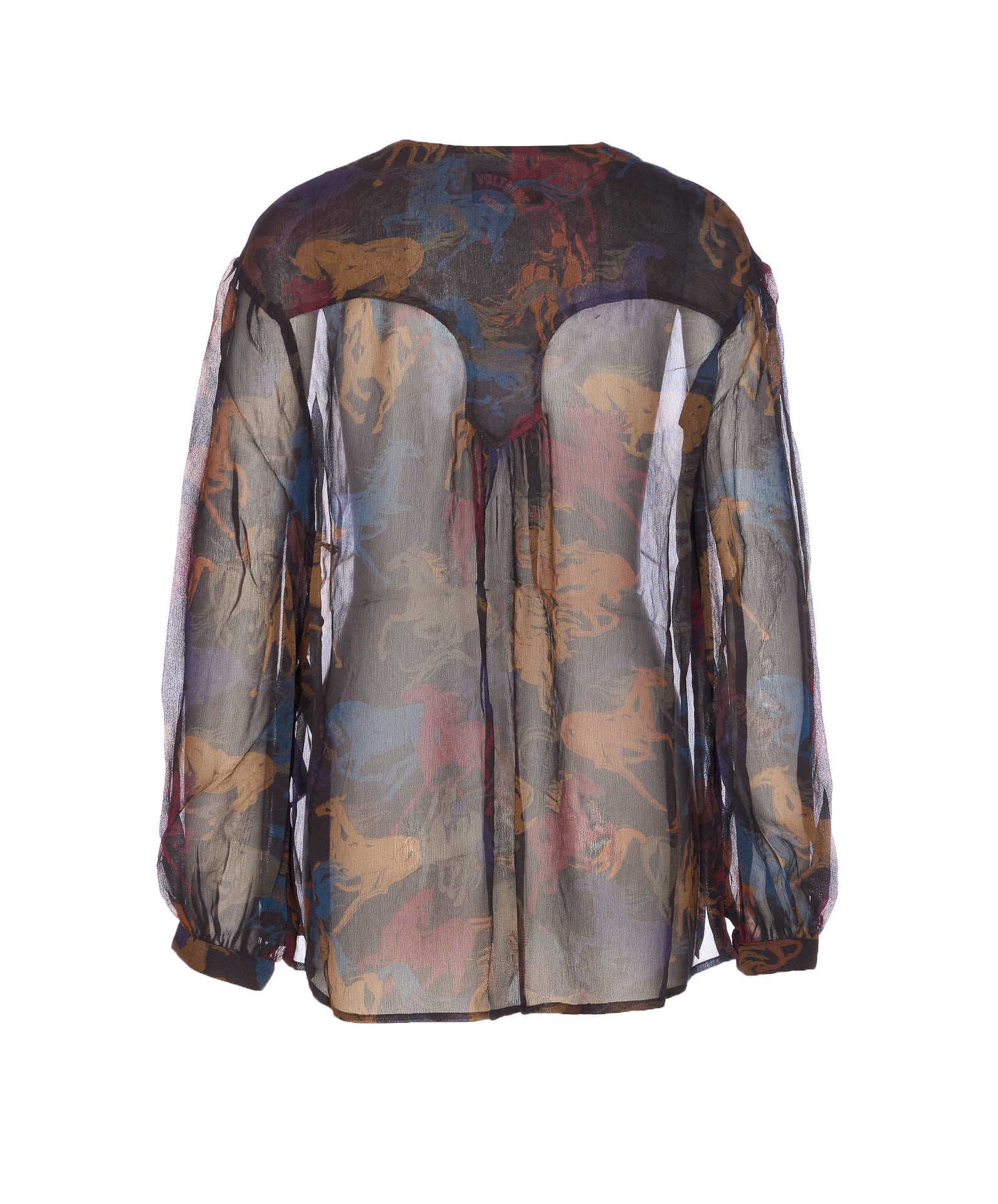 Zadig & Voltaire Womens Dark Chocolate Tamela Horse-print Woven Shirt In Multi
