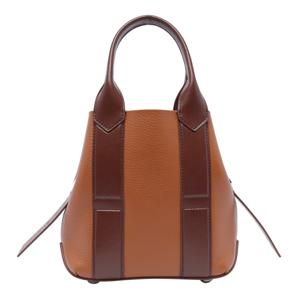 Shop Hogan Script Small Shopping Bag In Leather Brown