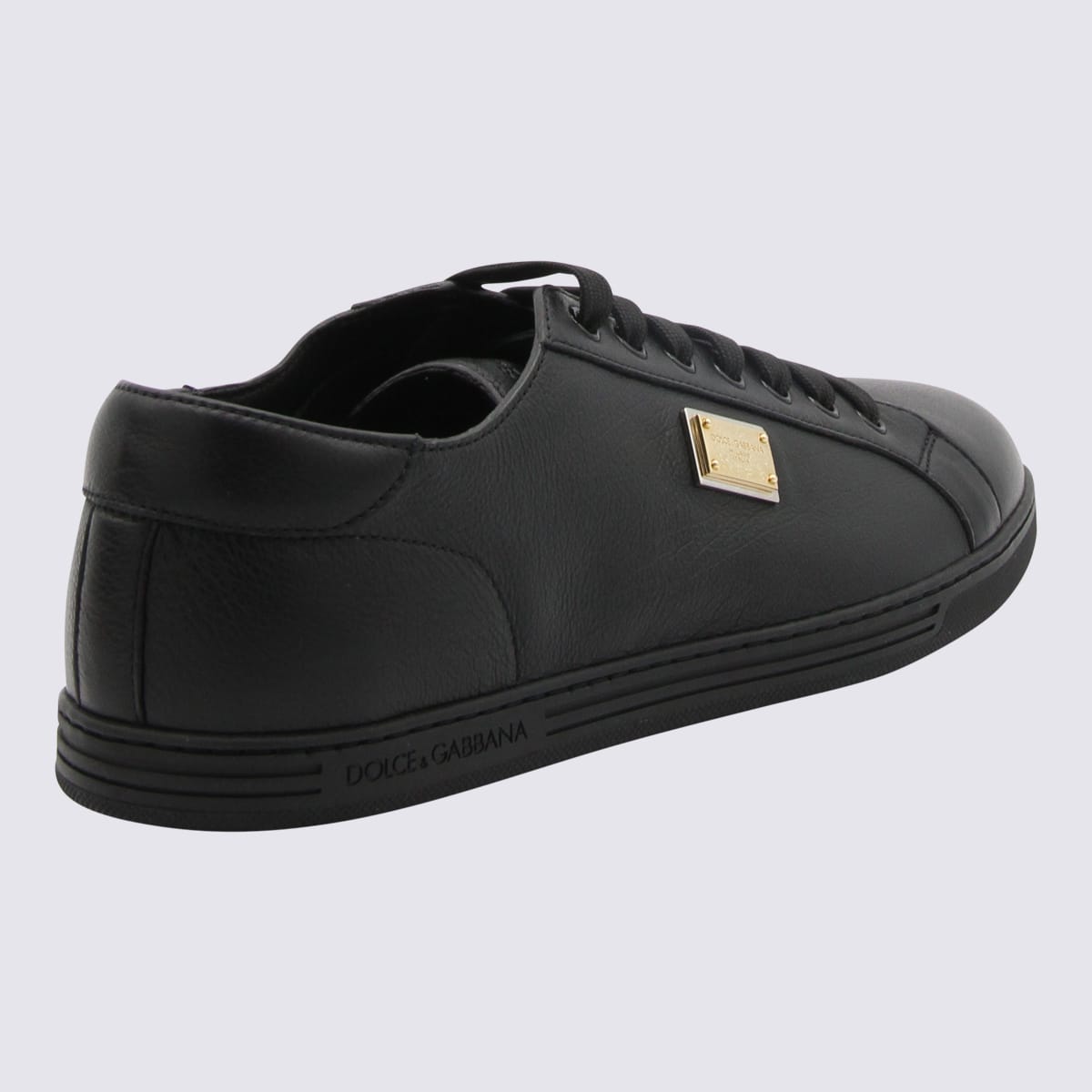 Dolce & Gabbana Black Leather Saint Tropez Sneakers