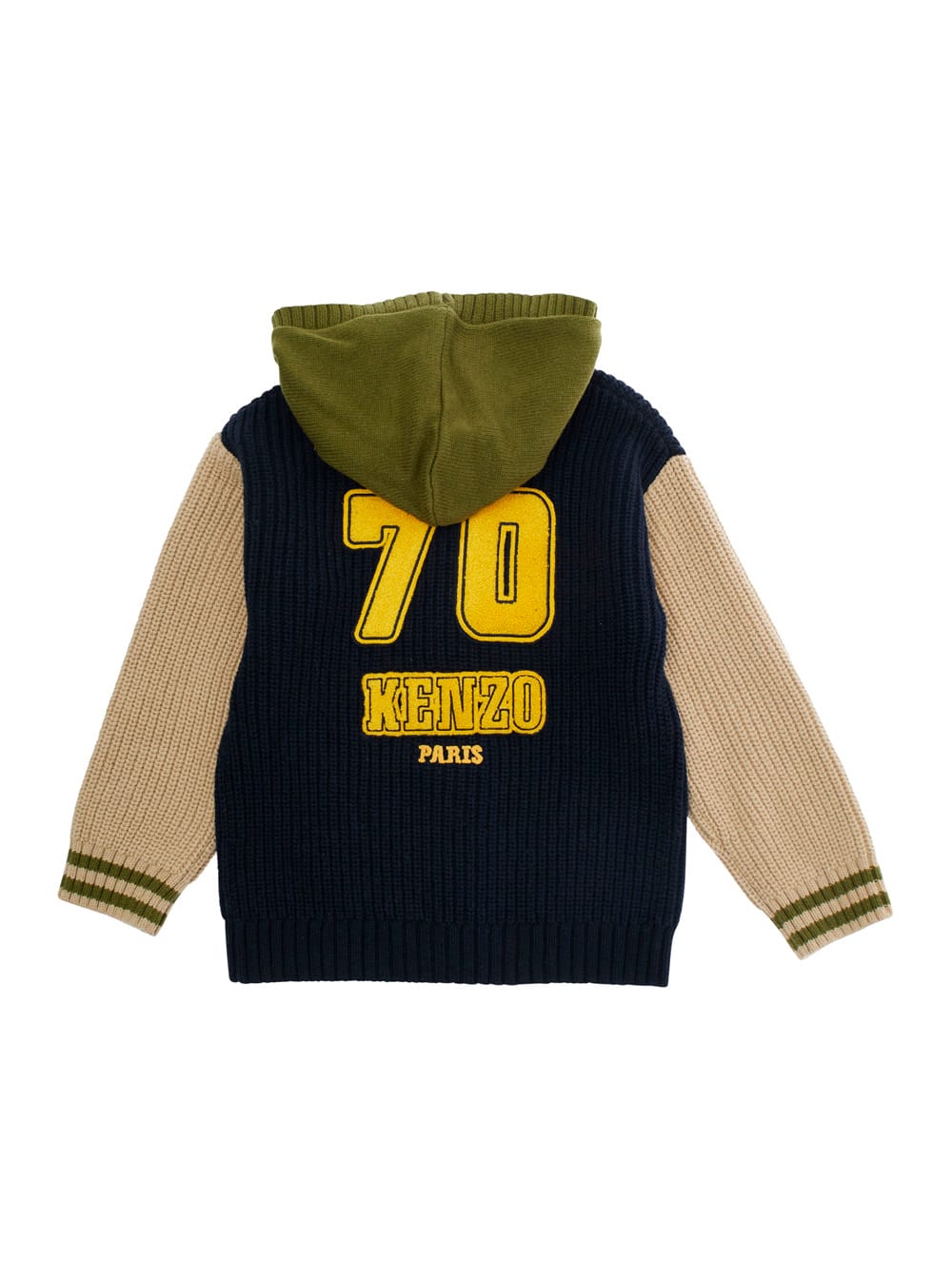 Kenzo Multicolor Ribbed Cardigan With Maxi Logo On The Back In Cotton And Wool Blend Boy In Multi
