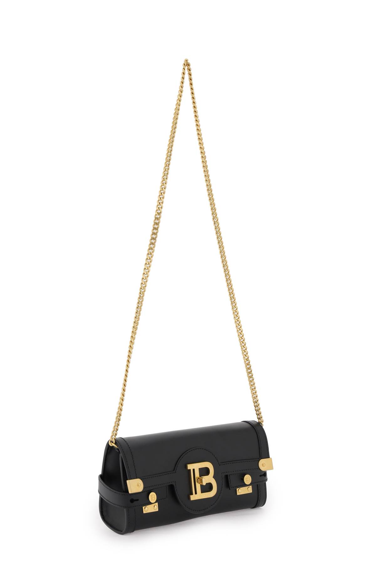 Balmain Bbuzz 23 Clutch In Black Leather In Black