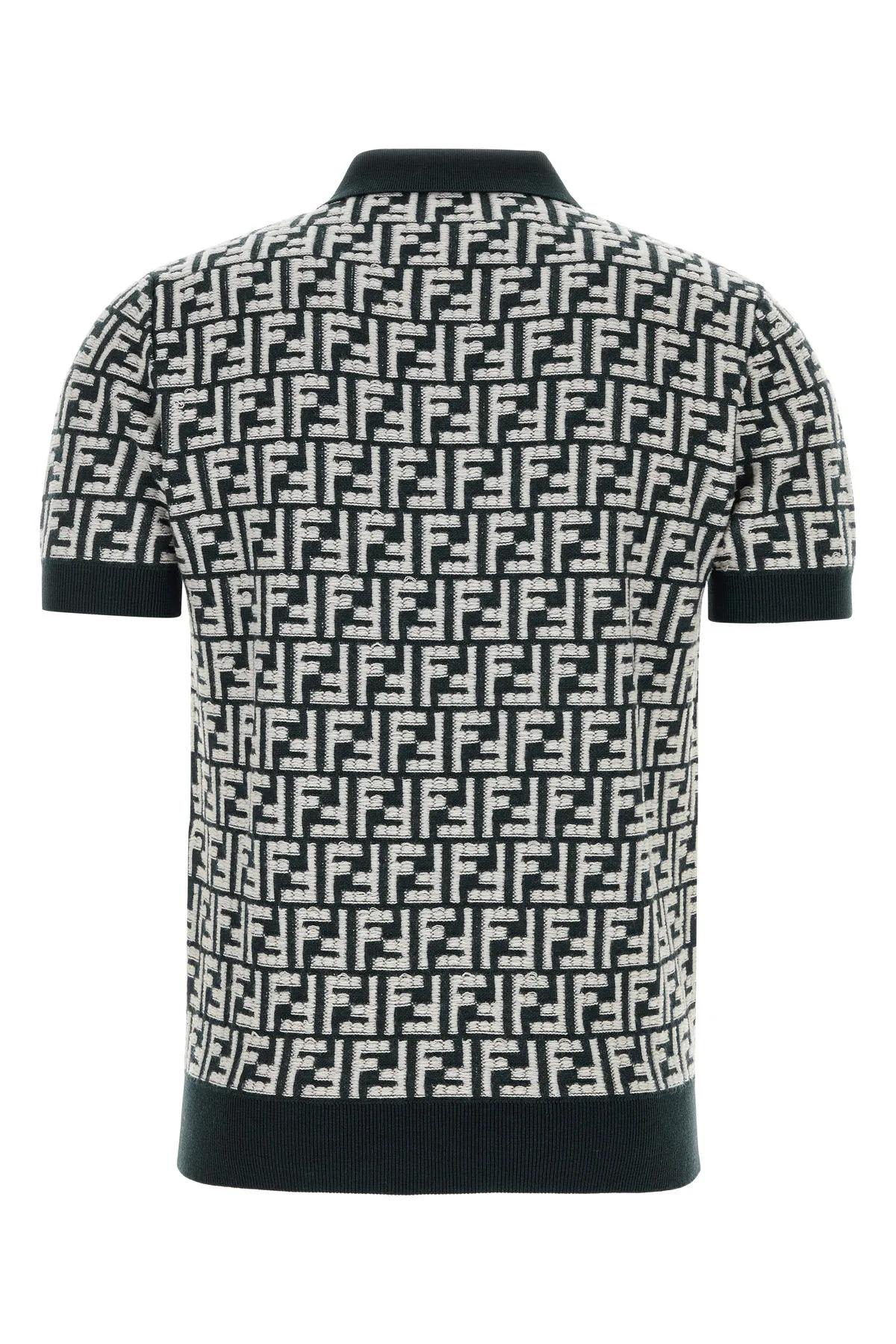 Shop Fendi Embroidered Wool Polo Shirt In Nero