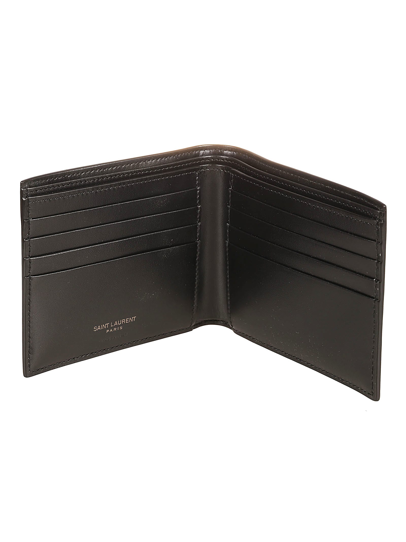 Shop Saint Laurent Initials Side Logo Bi-fold Wallet In Black