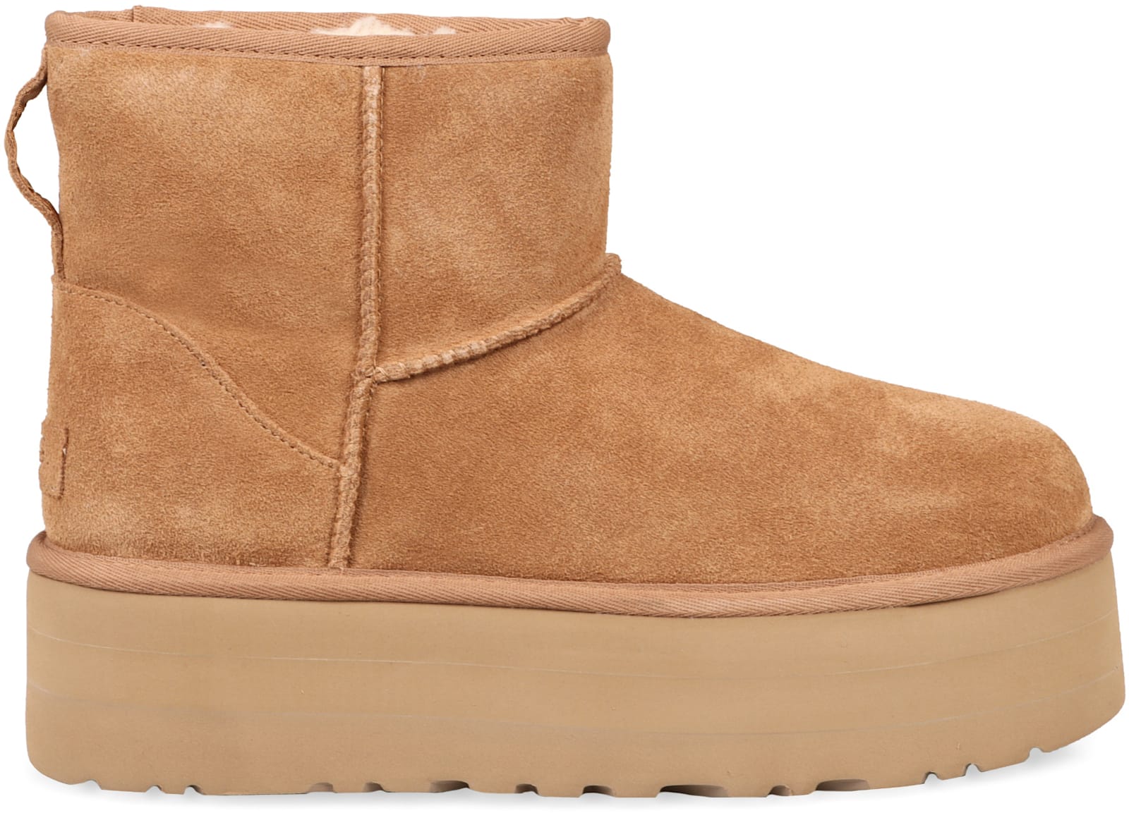 Ugg Classic Mini Platform Beige Ankle Boots With Platform In Suede Woman In Multi