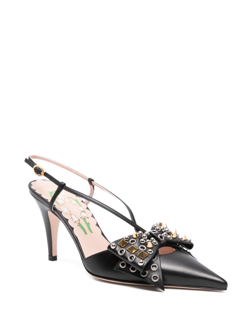 Valentino Chic Bow Pointed Toe Stiletto Pumps In Black