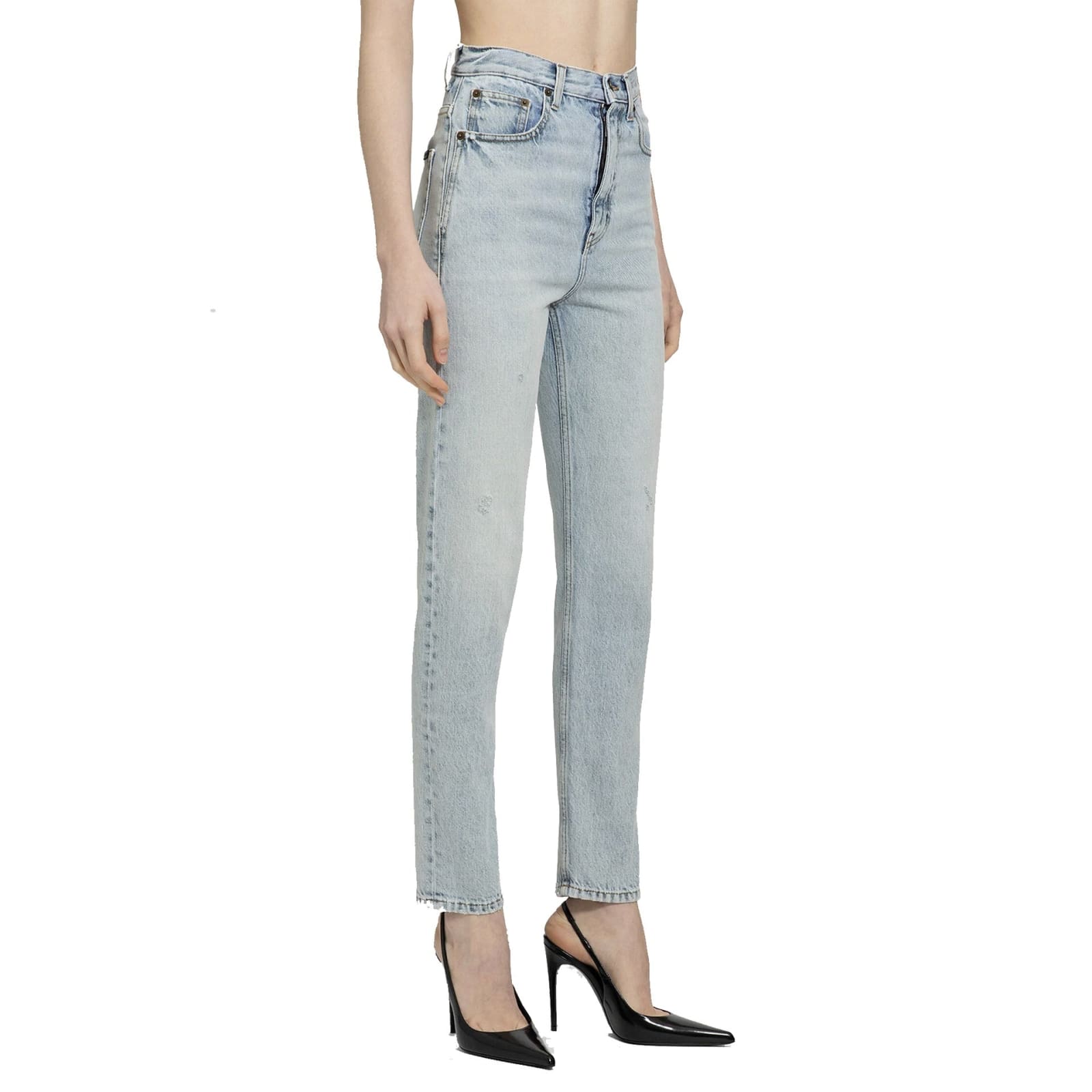 Shop Saint Laurent 80s Cropped Jeans In Blue