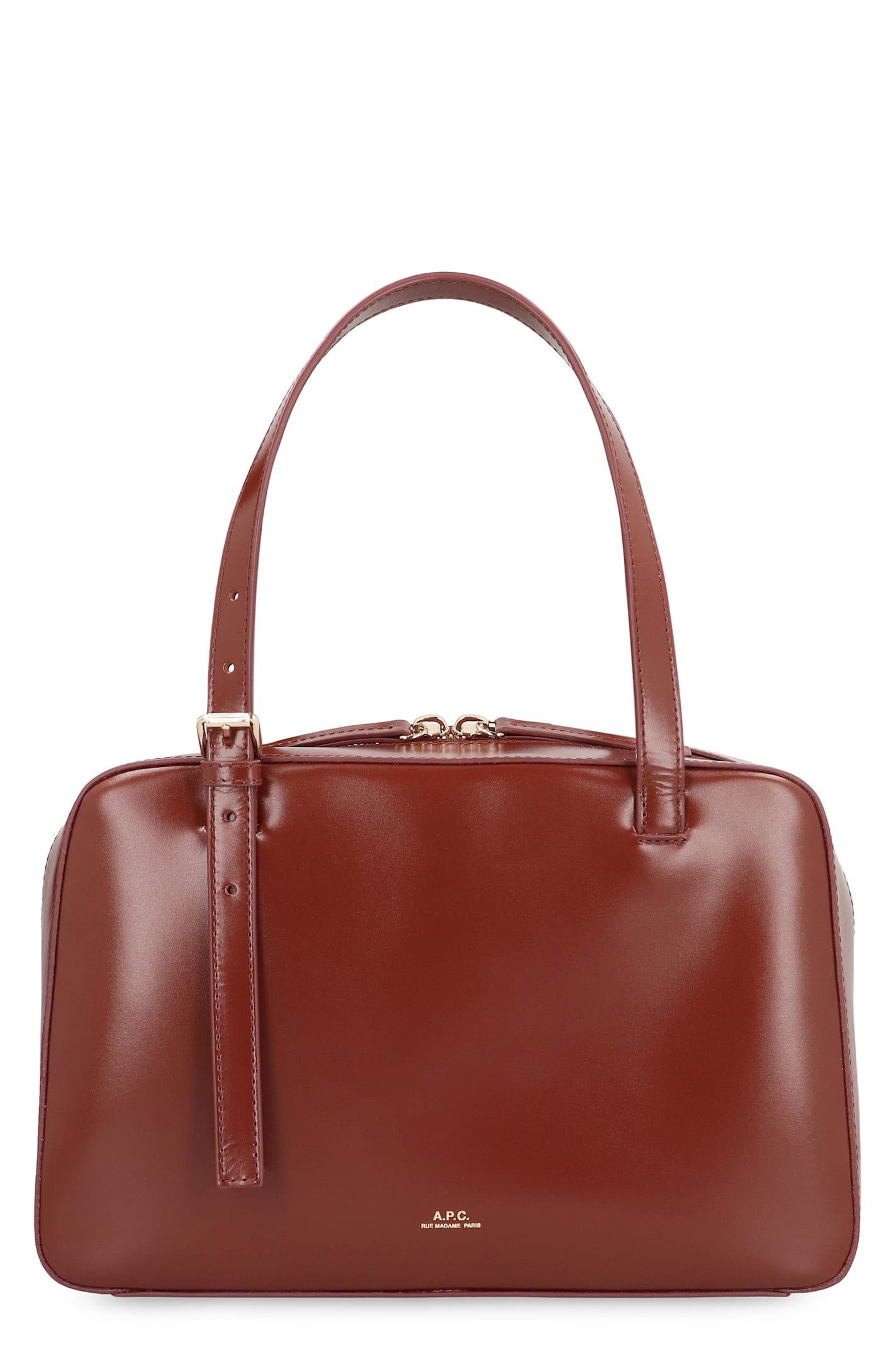Apc A.p.c. Structured Shoulder Bag With Top Zip Closure In Brown