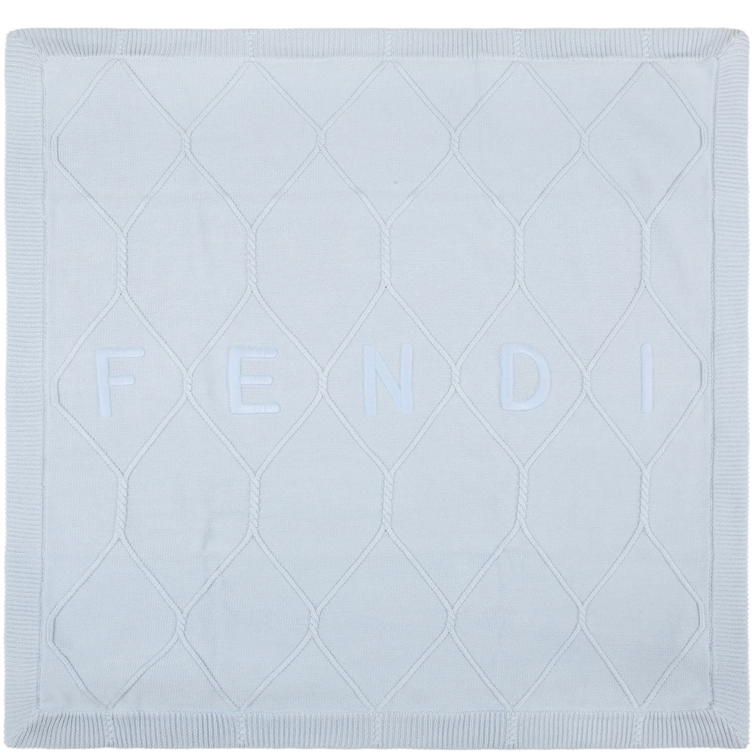 Fendi Light-blue Blanket For Baby Boy With Logo