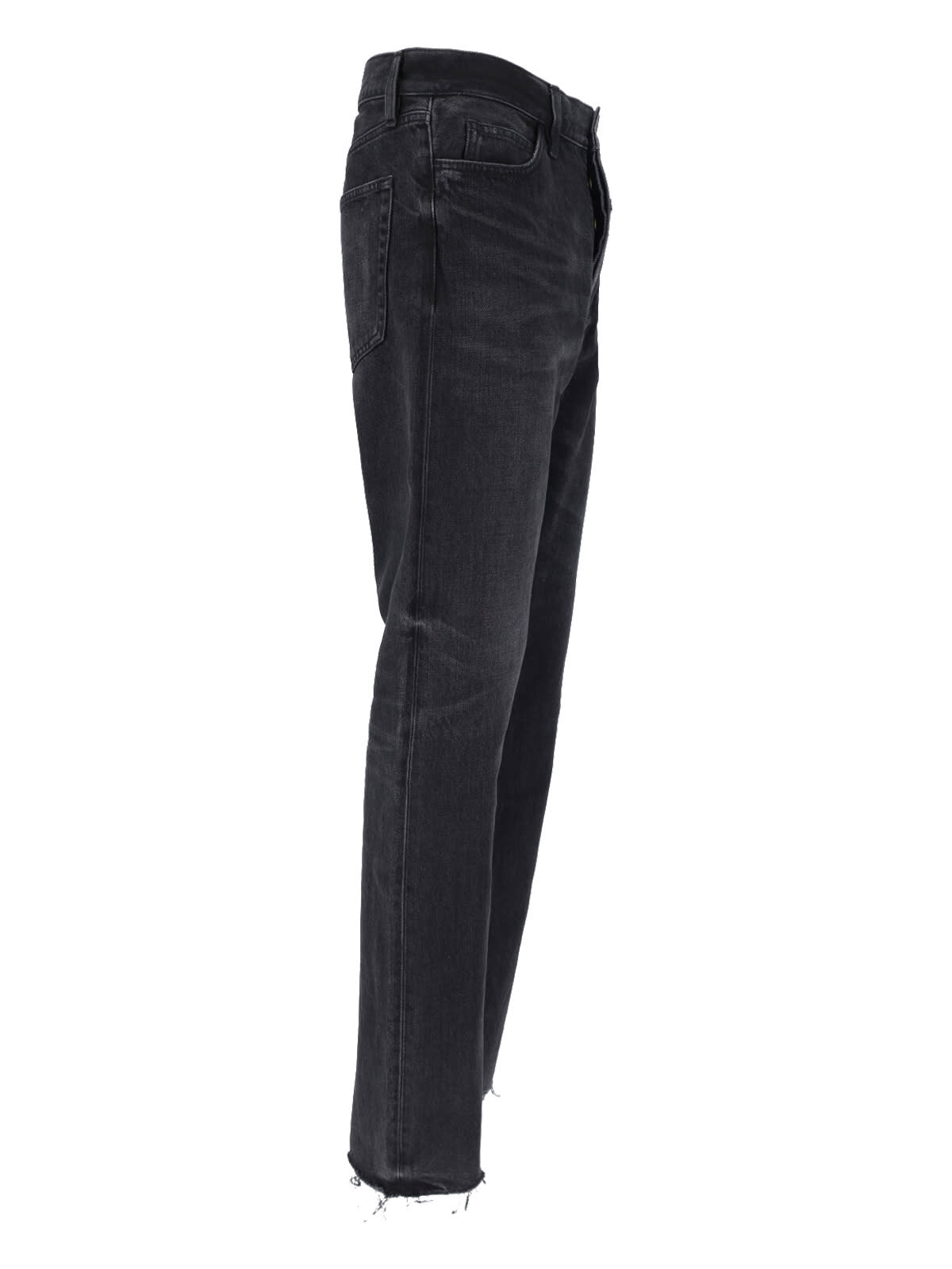Fear Of God 5 Pocket Denim With Belt Loops And Frayed Hem In Black