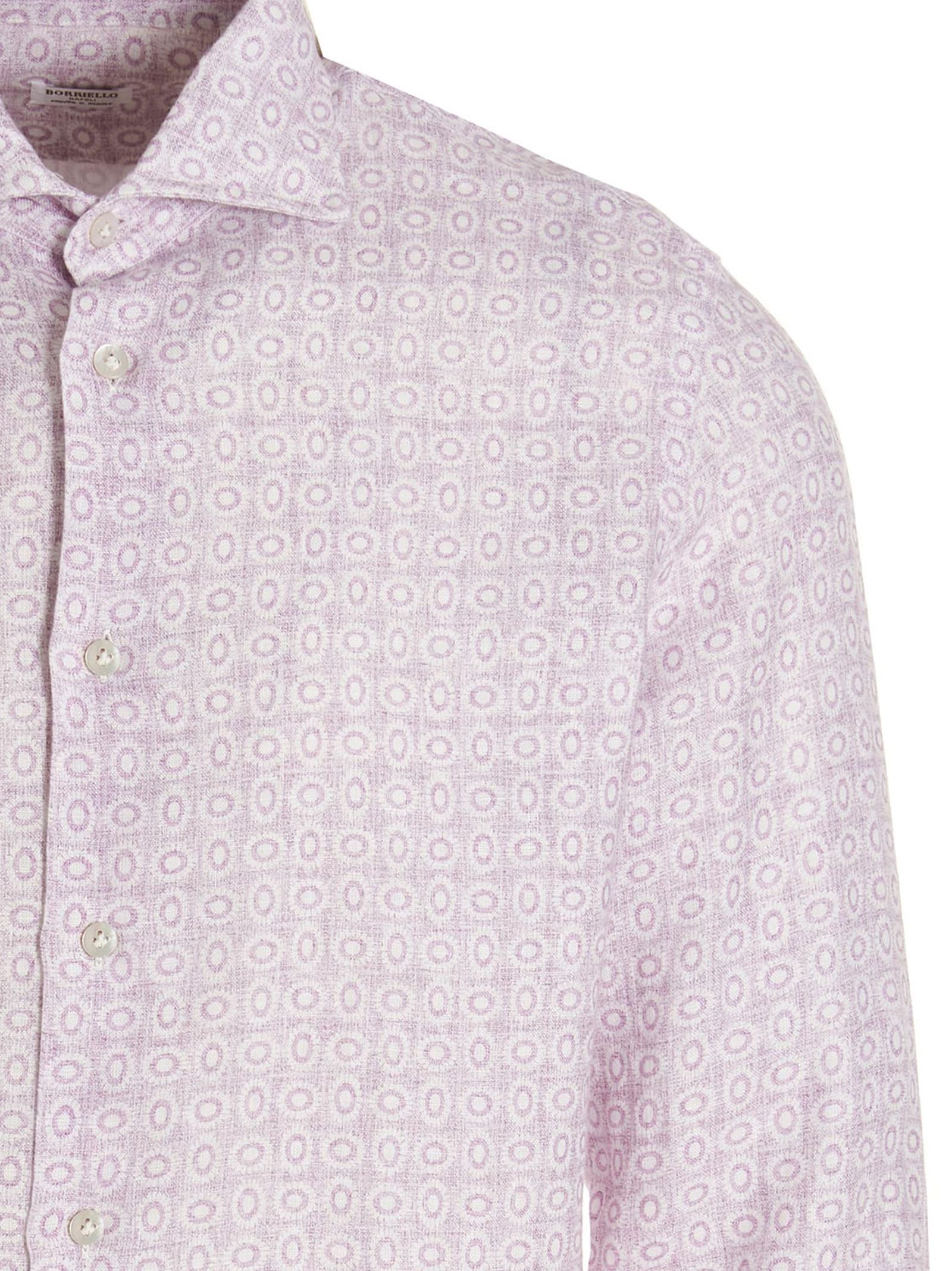 Shop Borriello Napoli Printed Linen Shirt In Purple