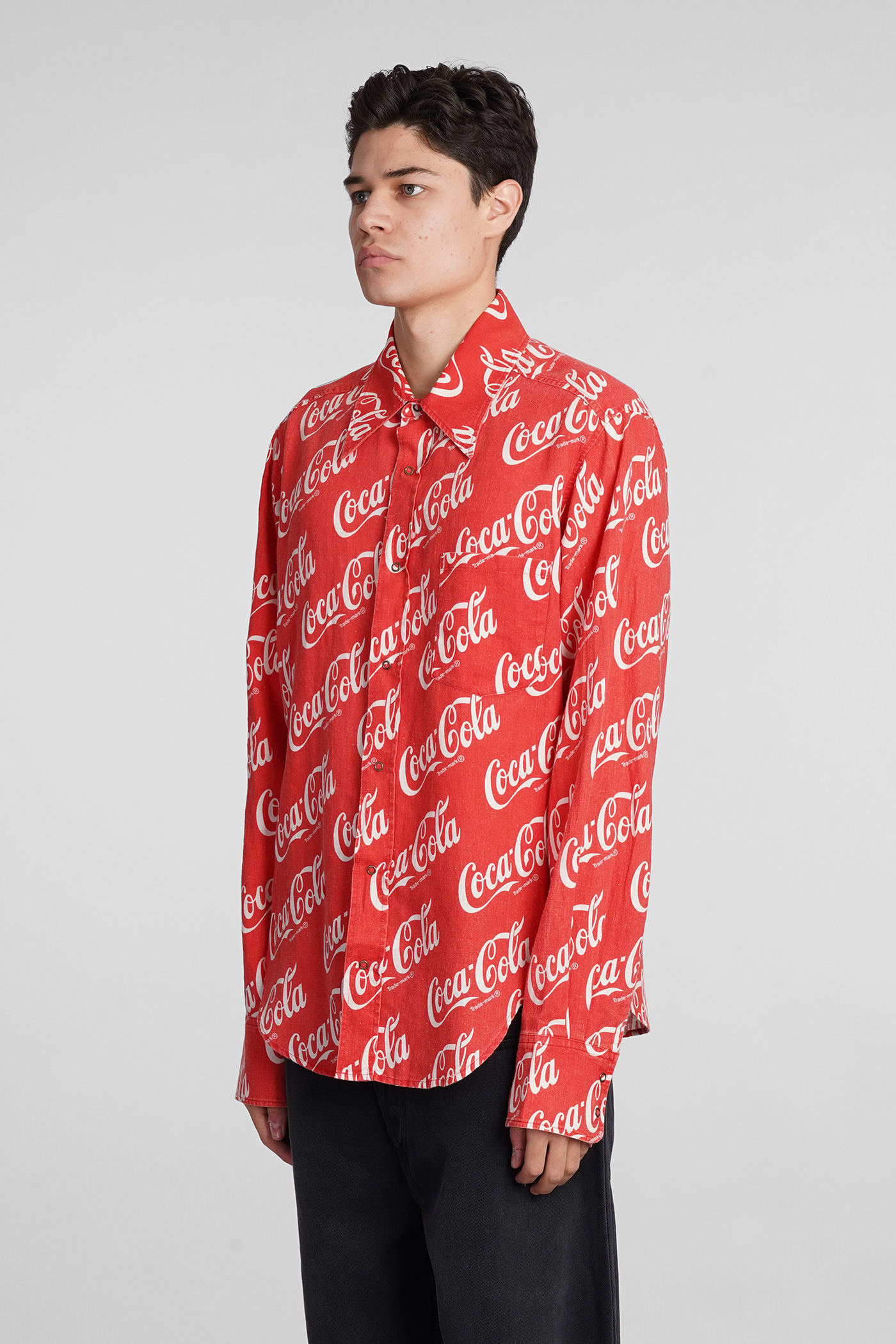 Shop Erl Shirt In Red Cotton
