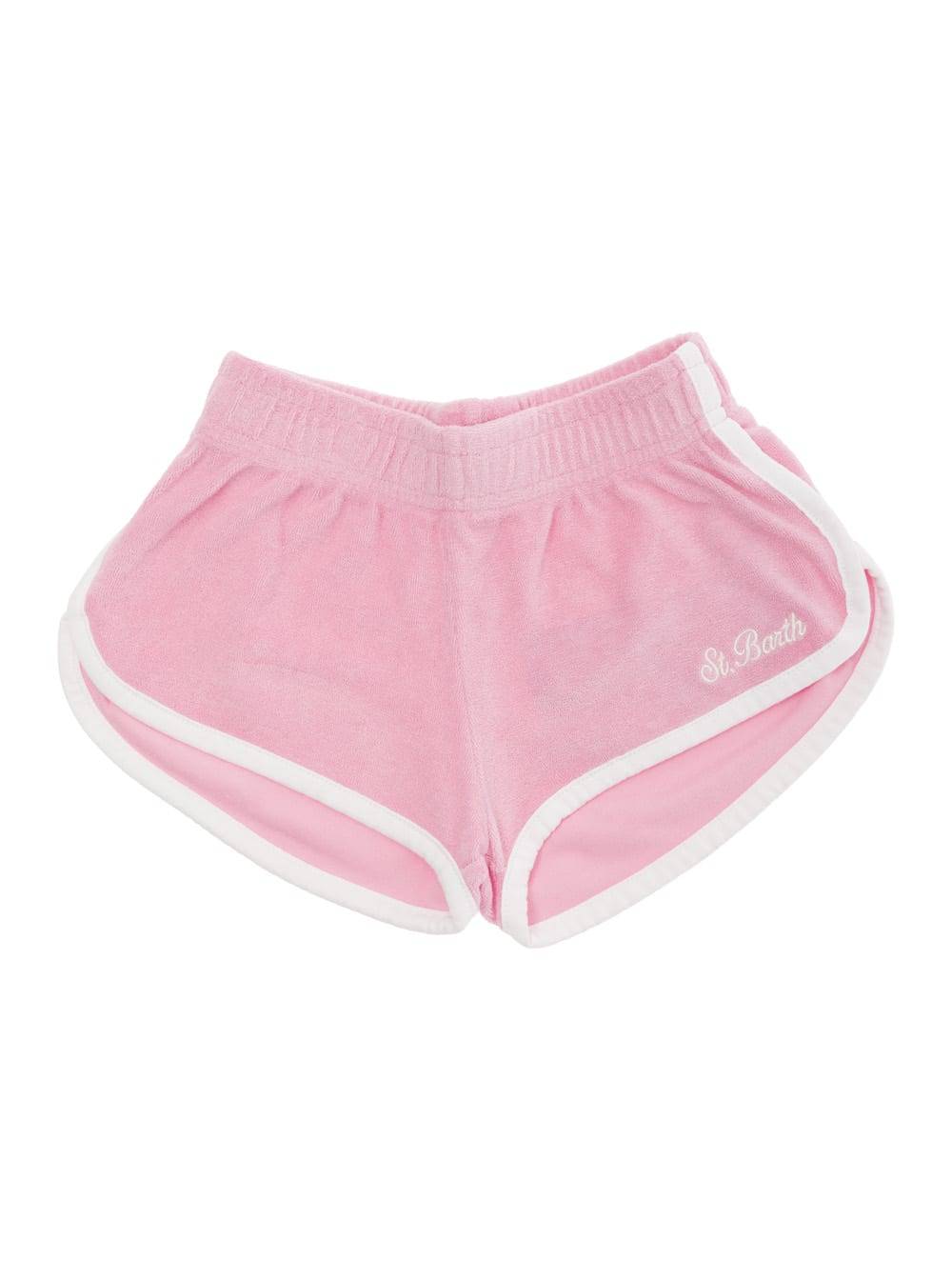 Shop Mc2 Saint Barth Pink Shorts With Logo Lettering Embroidery In Cotton Blend Baby