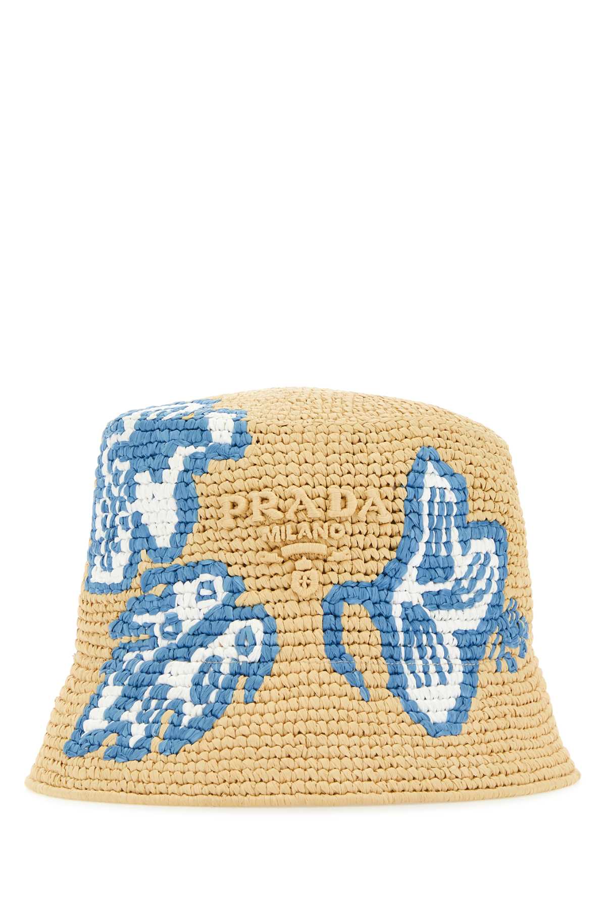 Prada Raffia Bucket Hat In Naturaleceles