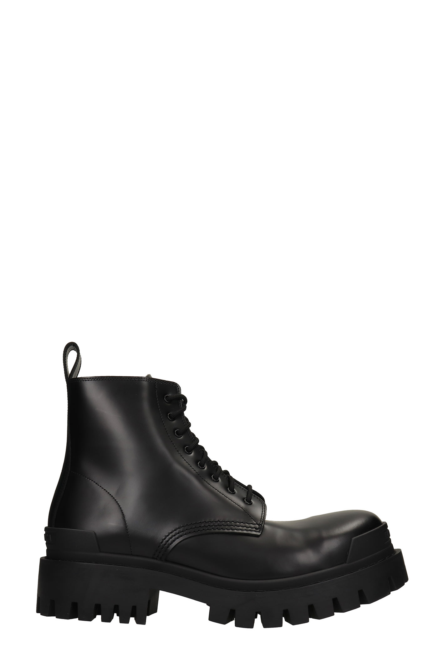 Balenciaga Strike Bootie Combat Boots In Black Leather
