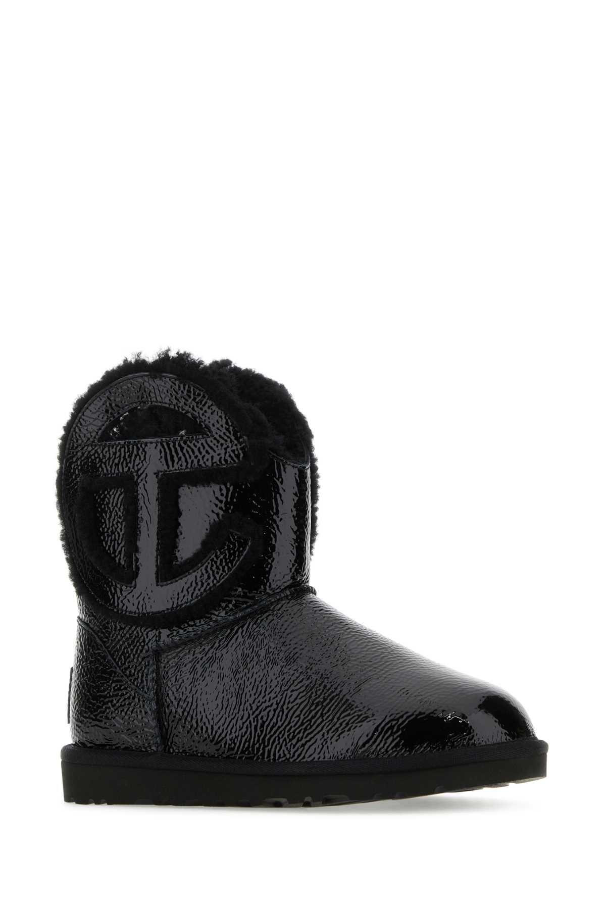 Shop Ugg Black Leather  X Telfar Logo Mini Crinkle Ankle Boots