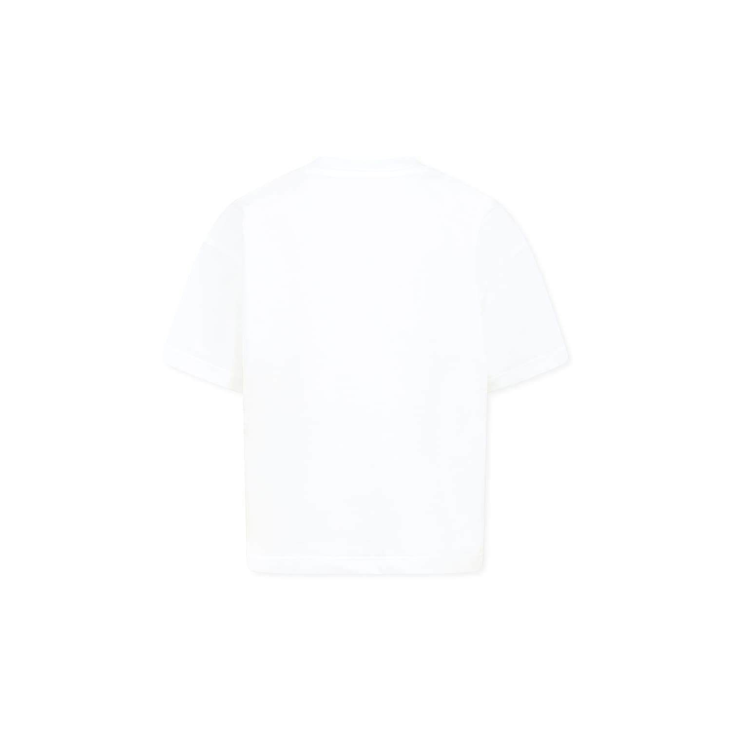 Msgm White T-shirt For Girl With Logo In White