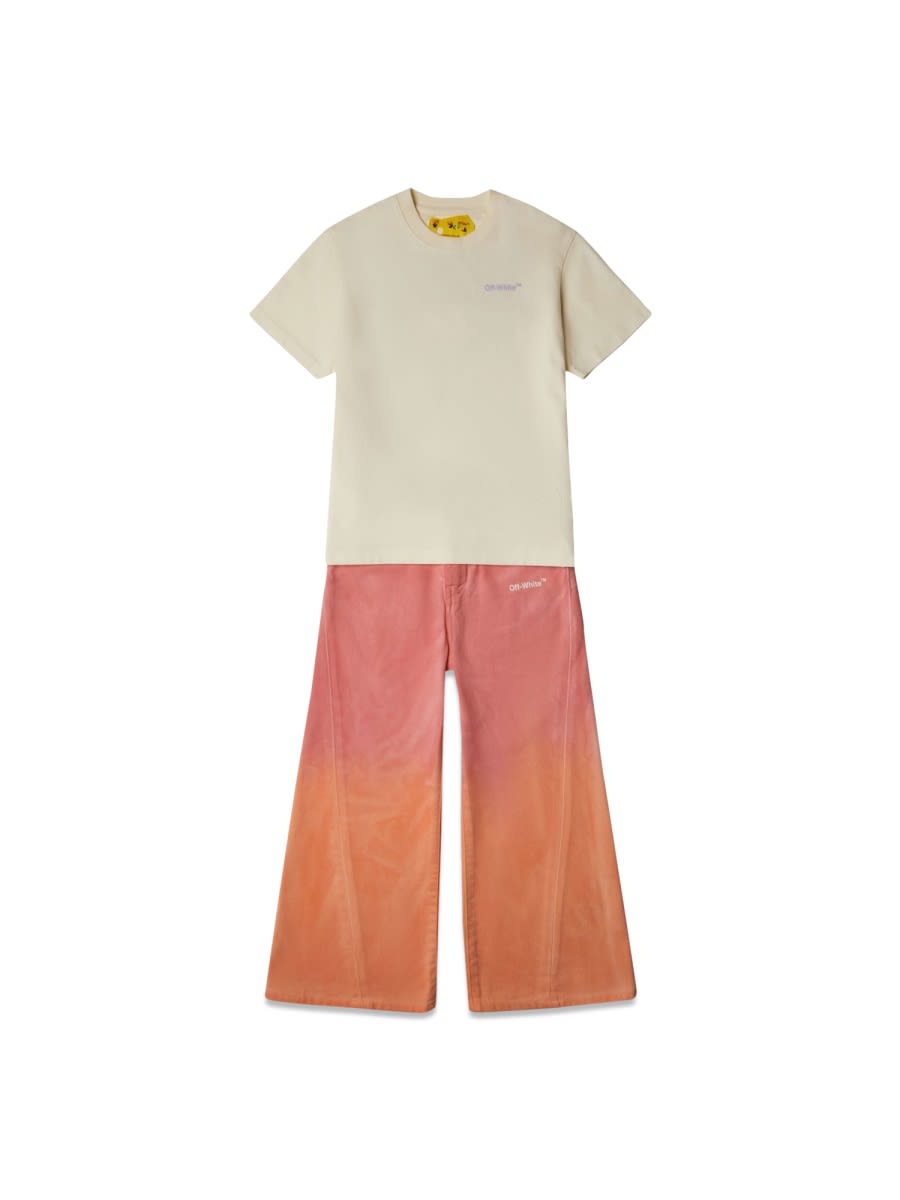 Off-white Helvetica Faded Wide Leg Trousers In Multicolour