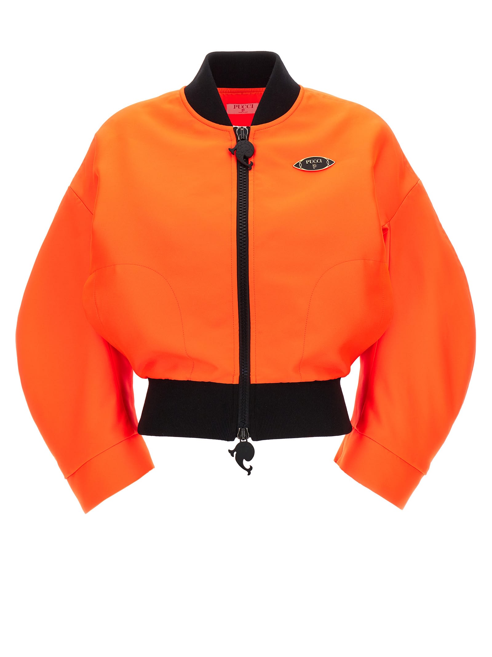 Shop Emilio Pucci Neon Logo Bomber Jacket In Orange