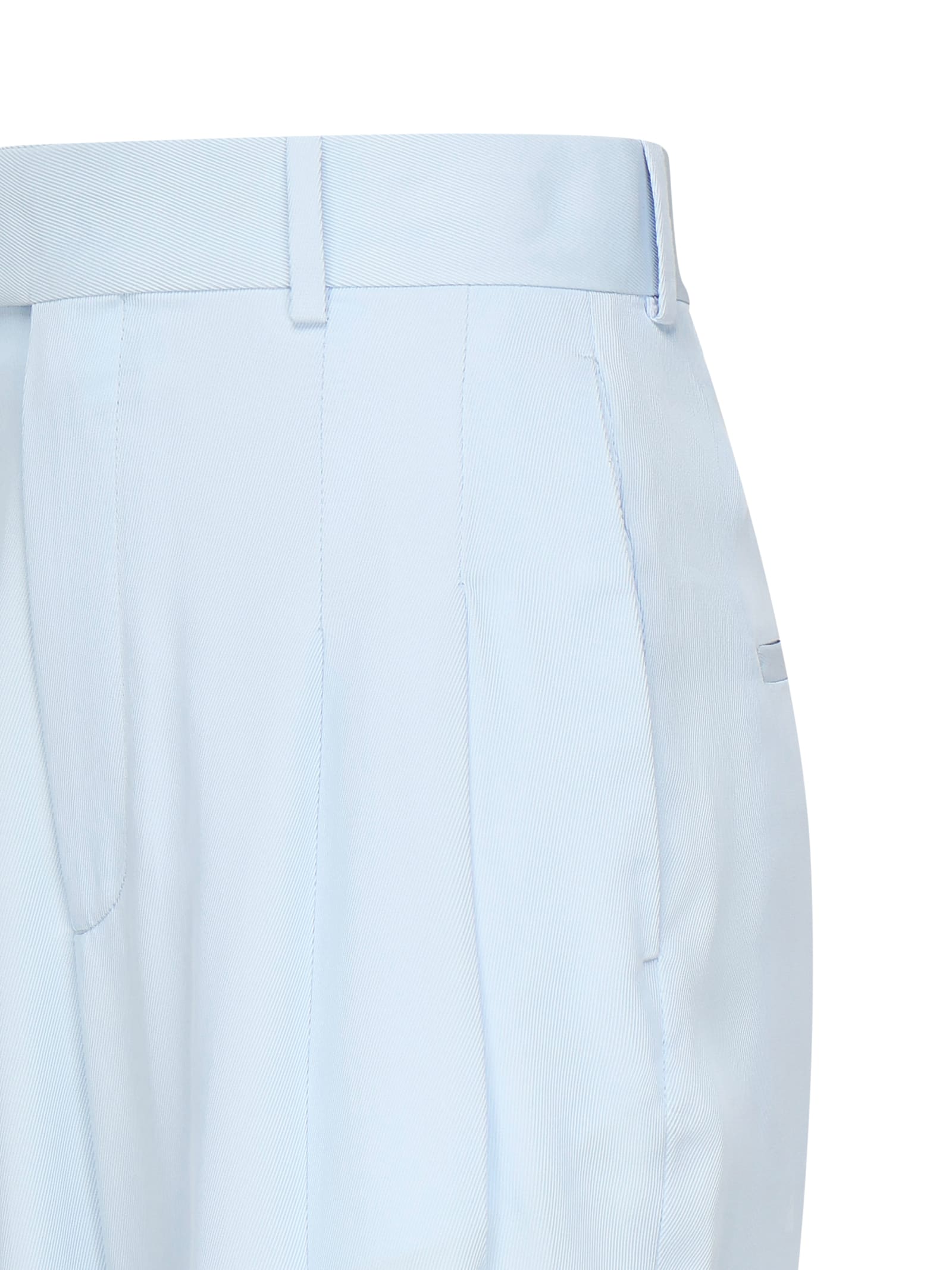 Bottega Veneta Silk And Viscose Twill Trousers In Blue