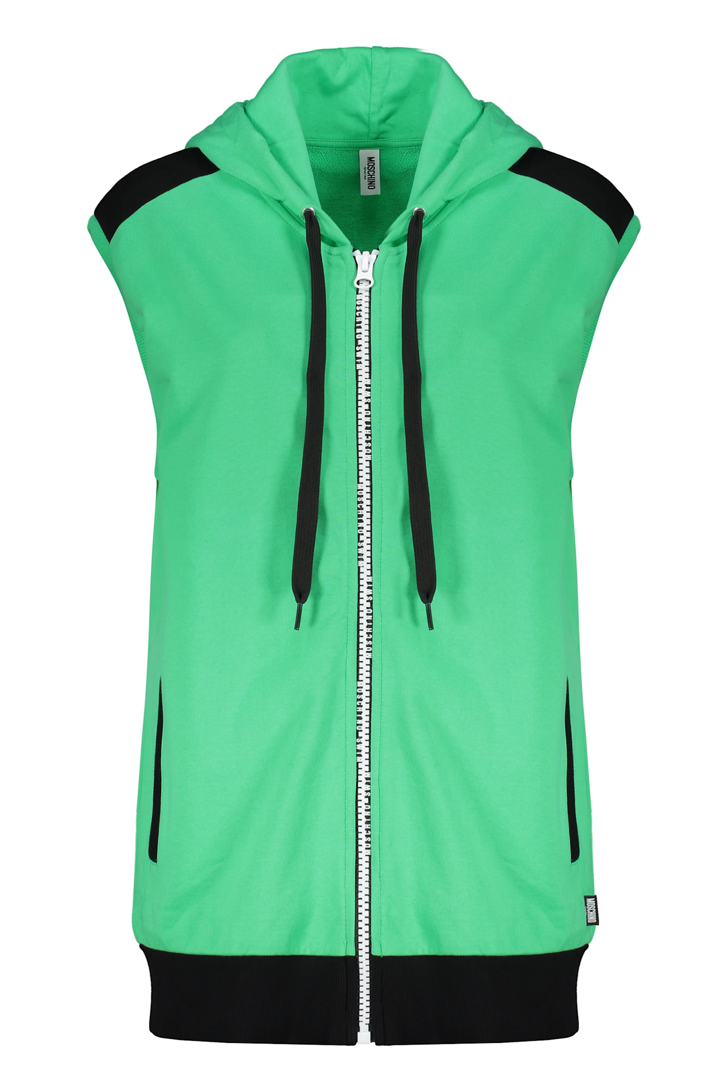 Shop Moschino Full Zip Hoodie In Green