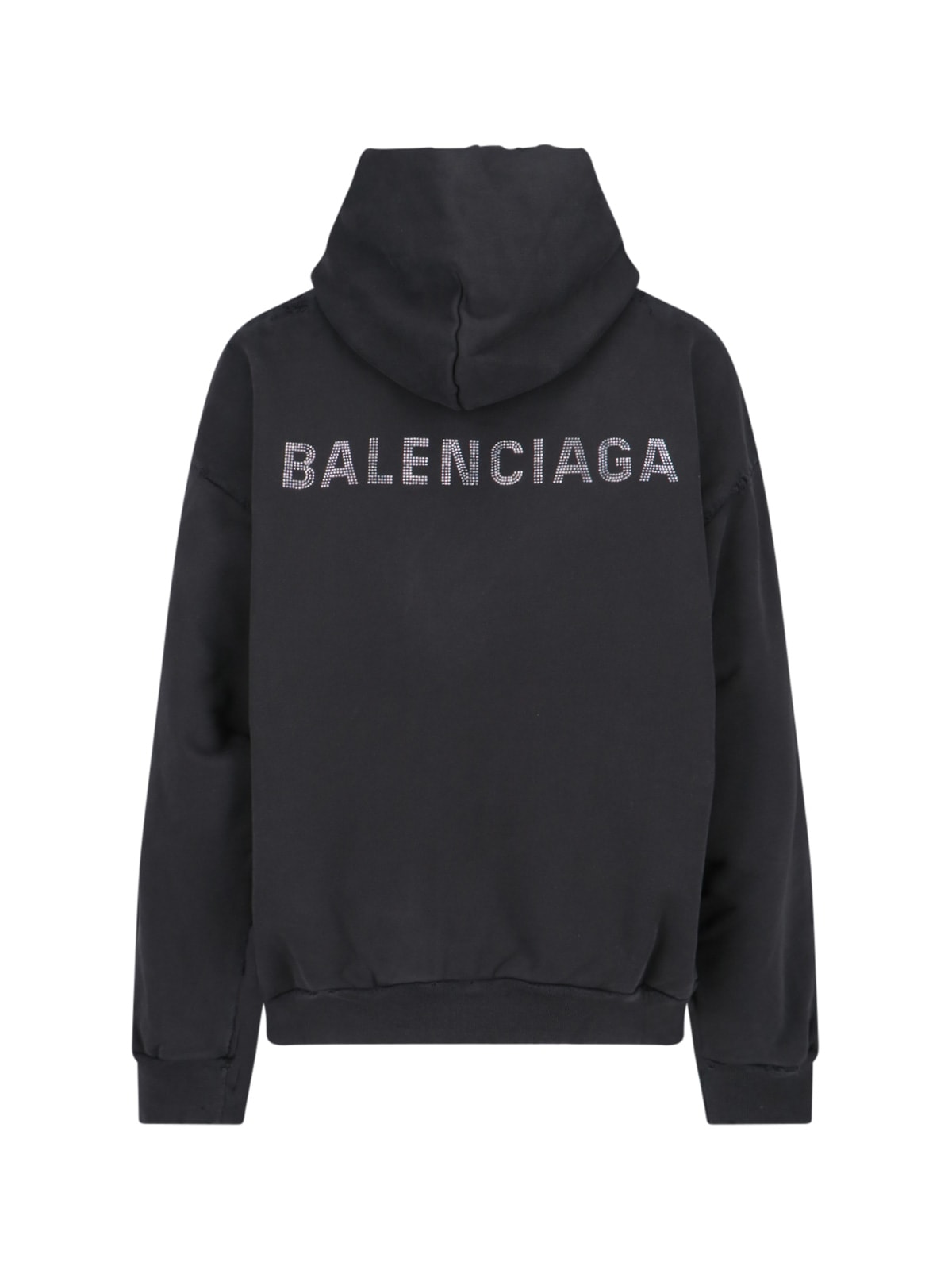 Shop Balenciaga Retro Logo Hoodie In Faded Black