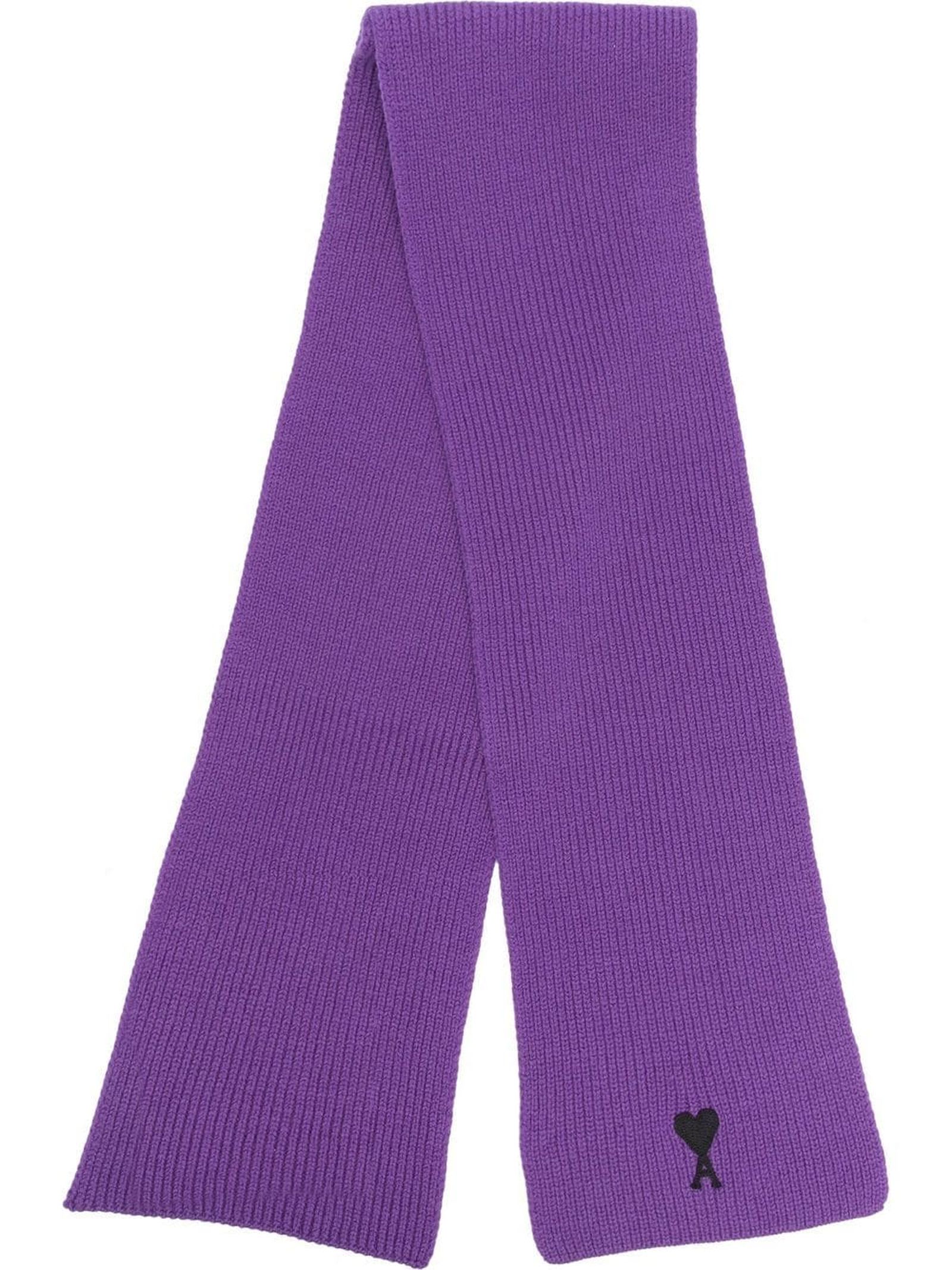 Ami Alexandre Mattiussi Purple Virgin Wool Scarf