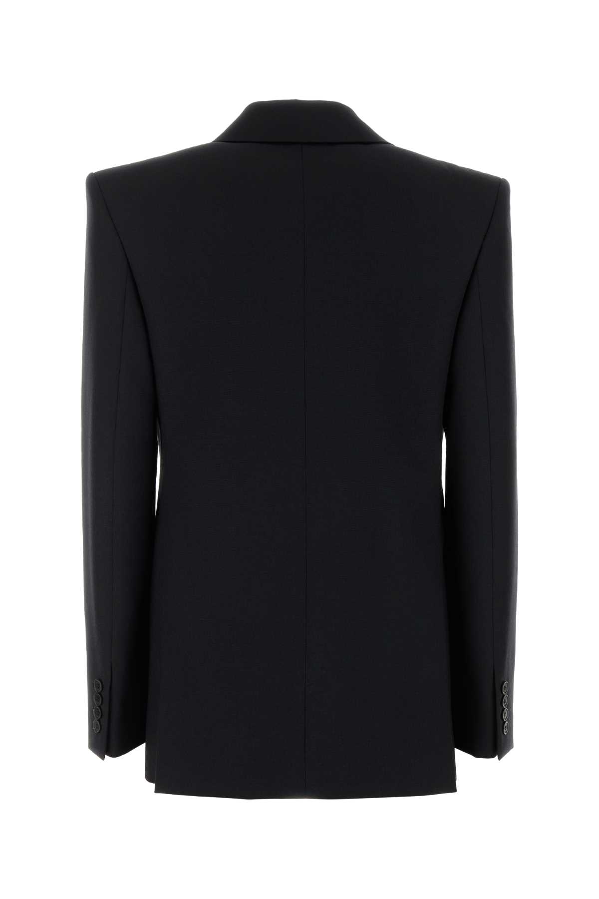 Saint Laurent Black Double-breasted Jacket With Peak Revers And Double Vent On The Rear In Wool Woman