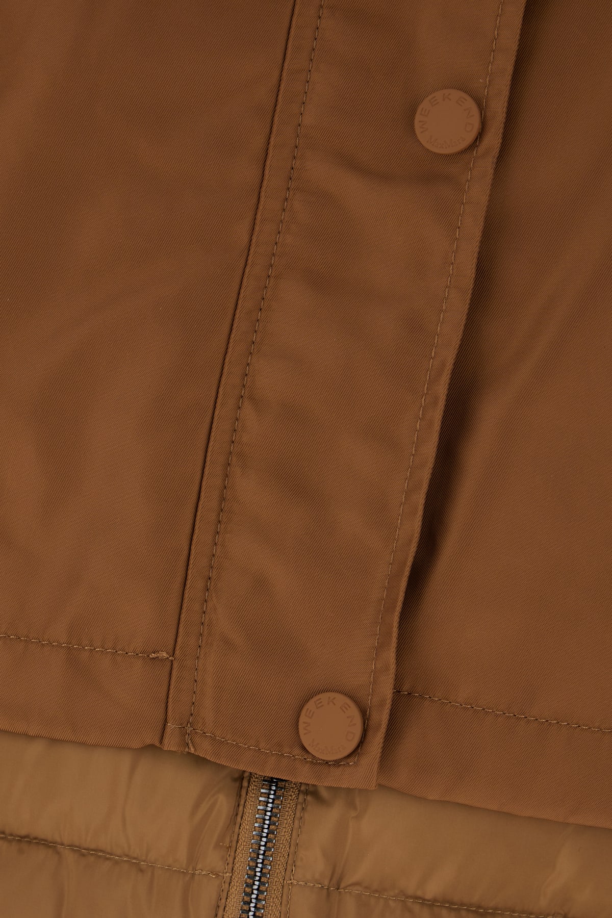 Weekend Max Mara Brown Nylon Down Jacket In Cuoio