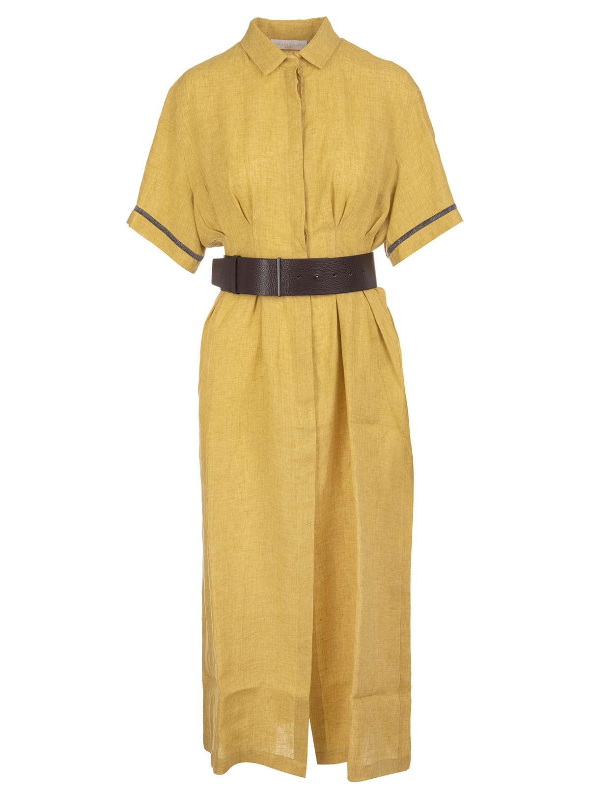 Fabiana Filippi Yellow Linen Midi Dress