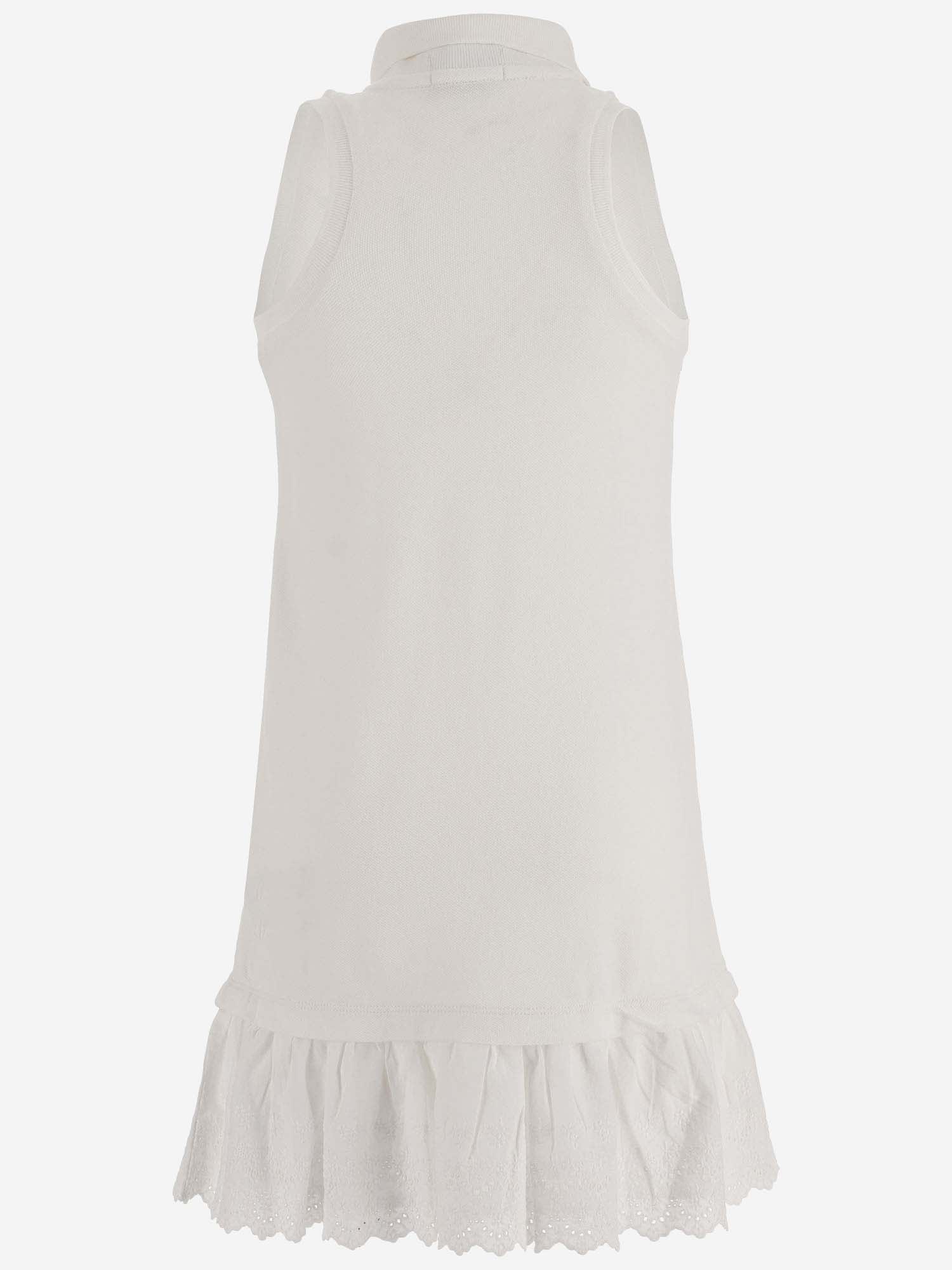 Shop Polo Ralph Lauren Stretch Cotton Dress With Logo In White