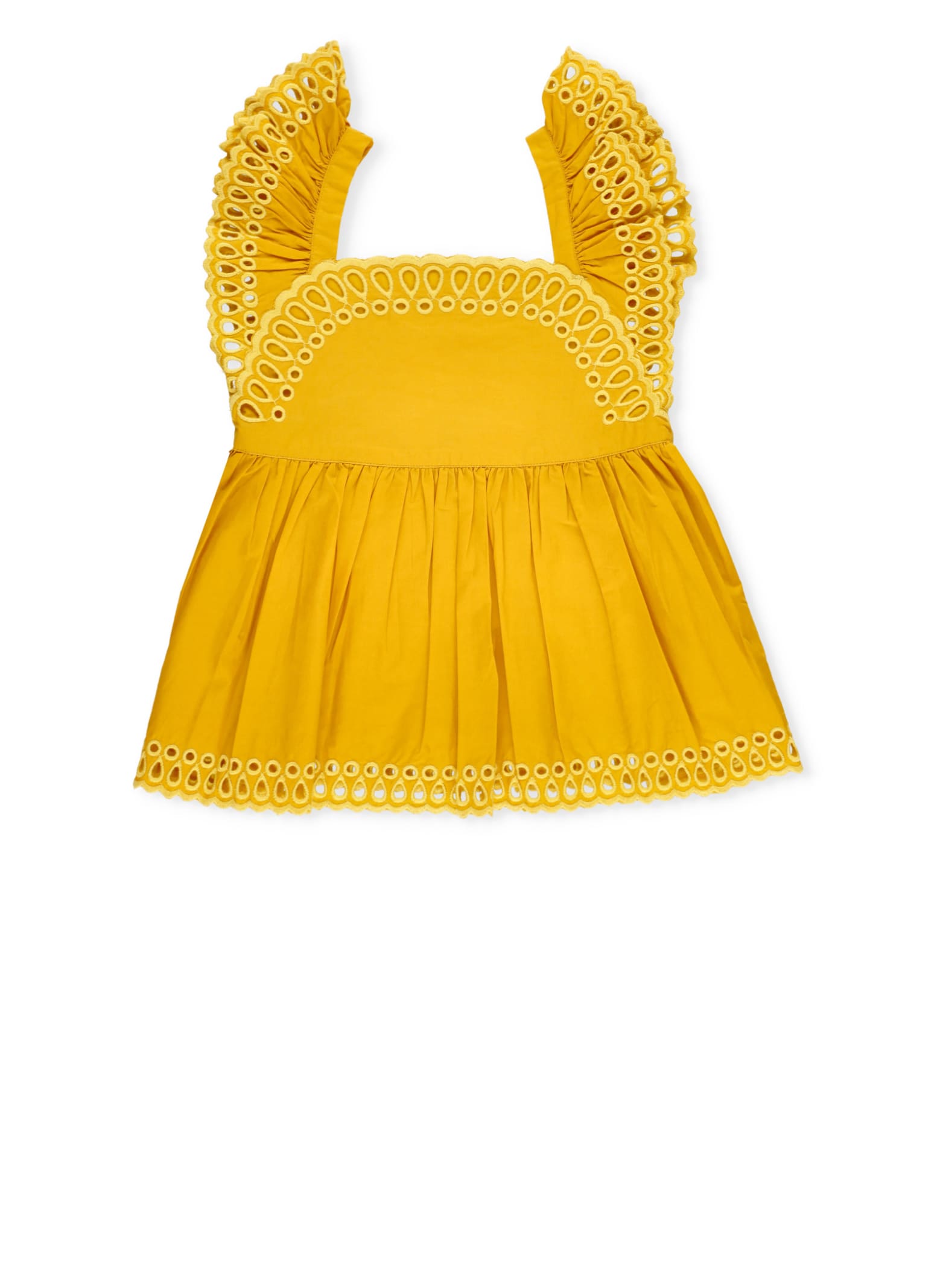 Shop Stella Mccartney Top With Sangallo Lace In Yellow
