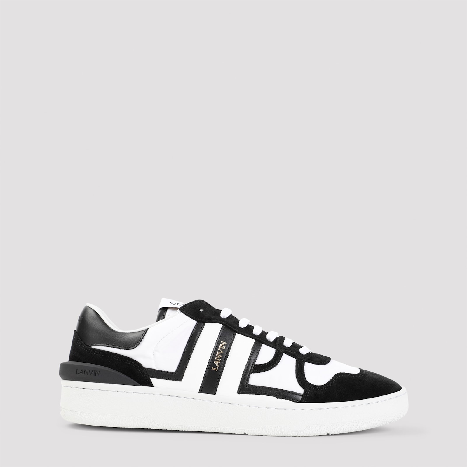 Shop Lanvin Clay Sneakers With Nylon In Optic White Black