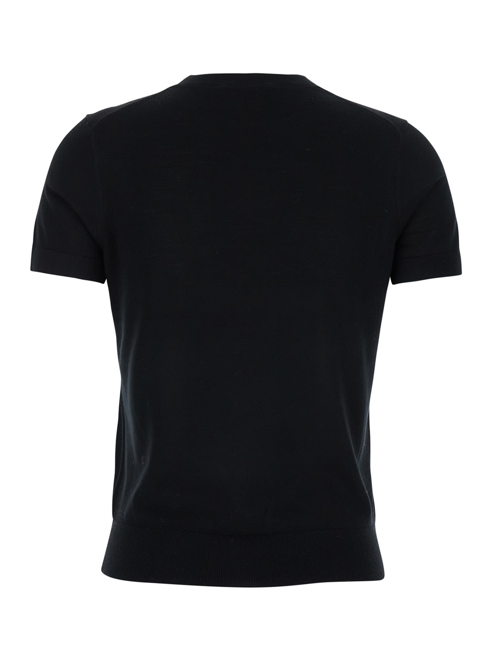 Shop Theory Black Crewneck T-shirt In Wool Blend Woman