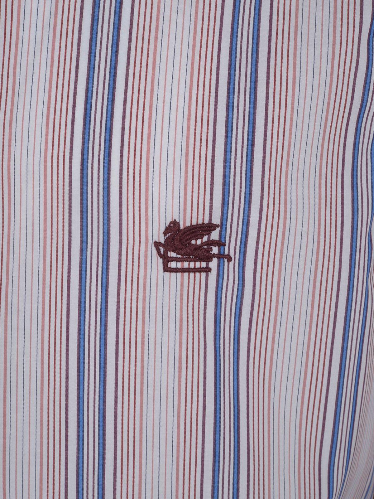 Shop Etro Pegaso Embroidered Striped Shirt In Blue/white