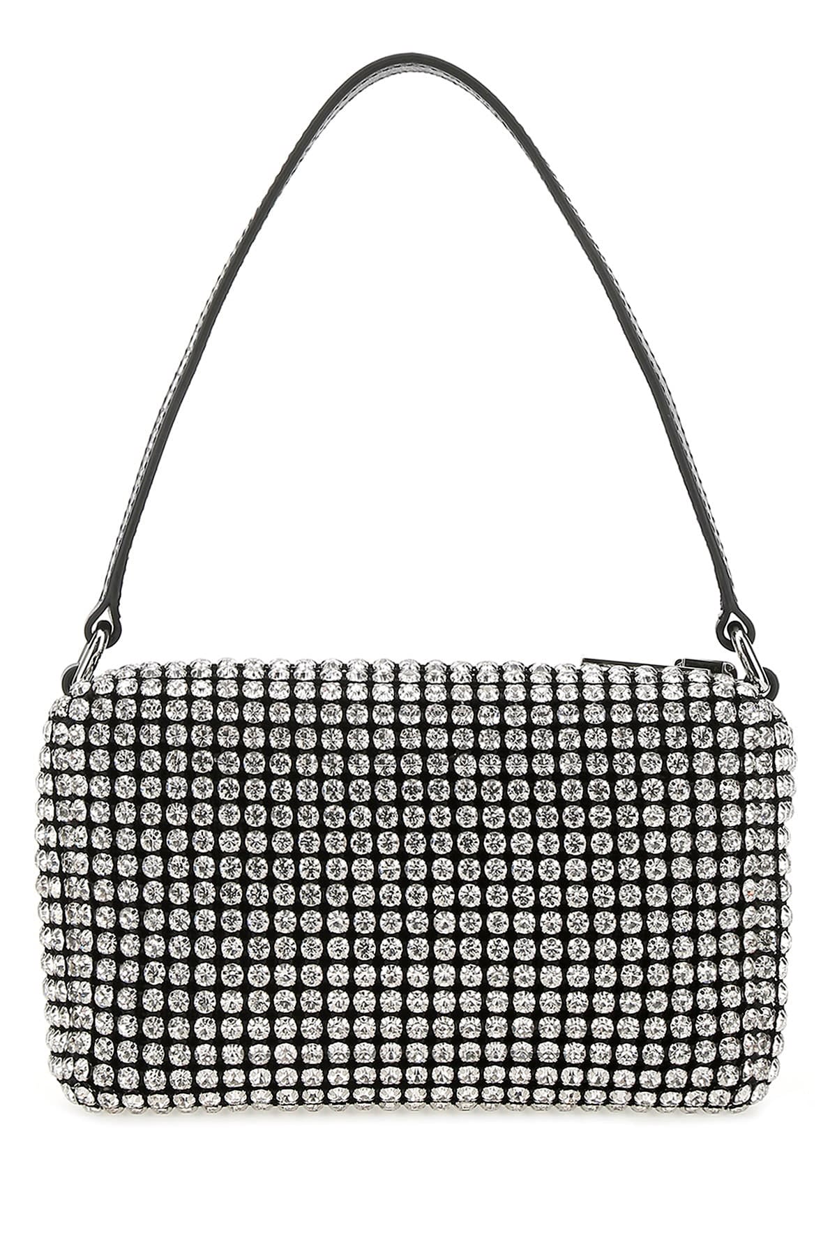 Shop Alexander Wang Heiress Medium Pouch White Rhinestone Mesh In Argento