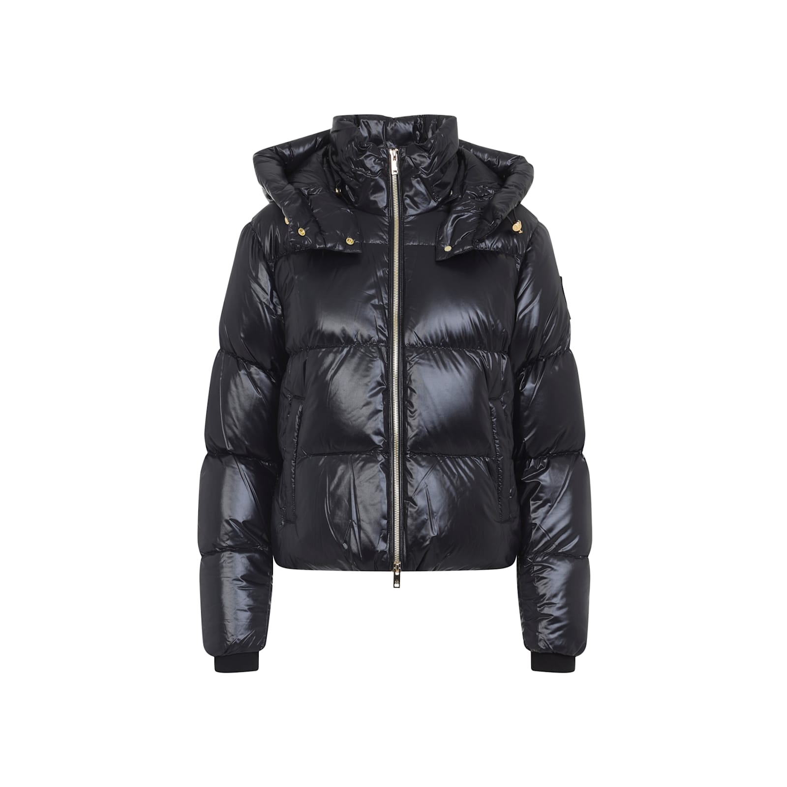 Moose Knuckles Hooded Padded Quilted Jacket With Zip Pockets In Black