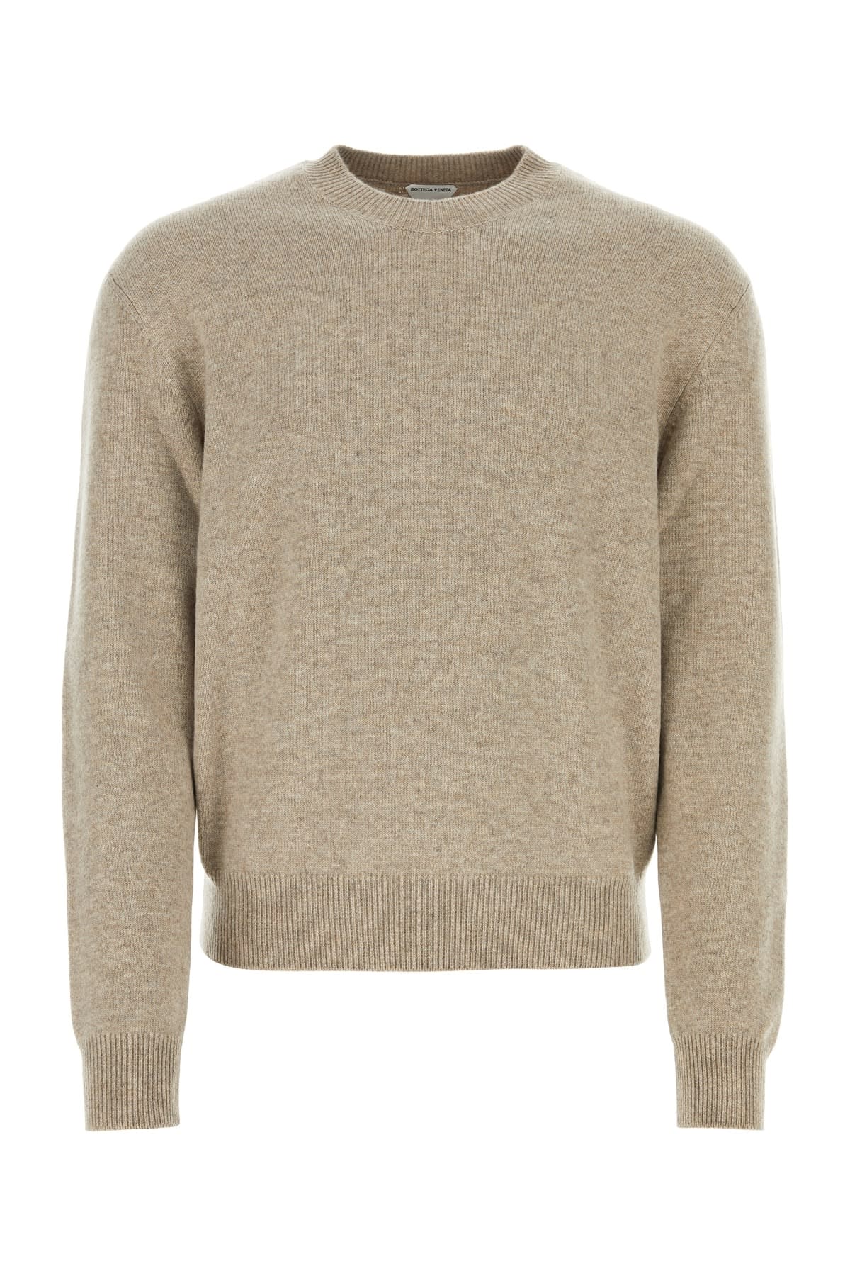 Shop Bottega Veneta Knit Crewneck Patch Leather Intreccio In Desert