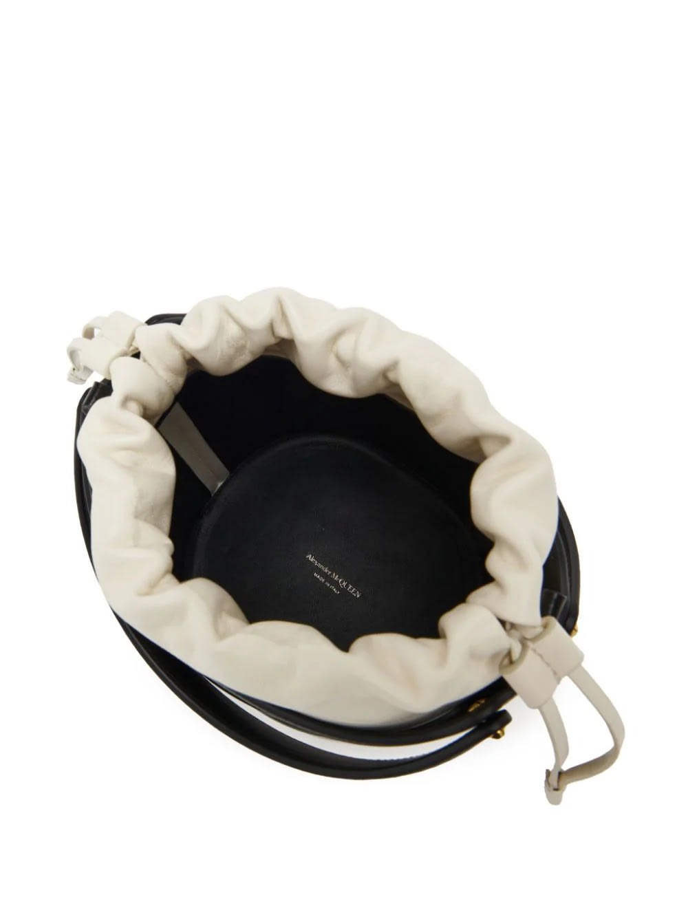 Shop Alexander Mcqueen The Rise Bucket Bag In Black And Soft Ivory In White