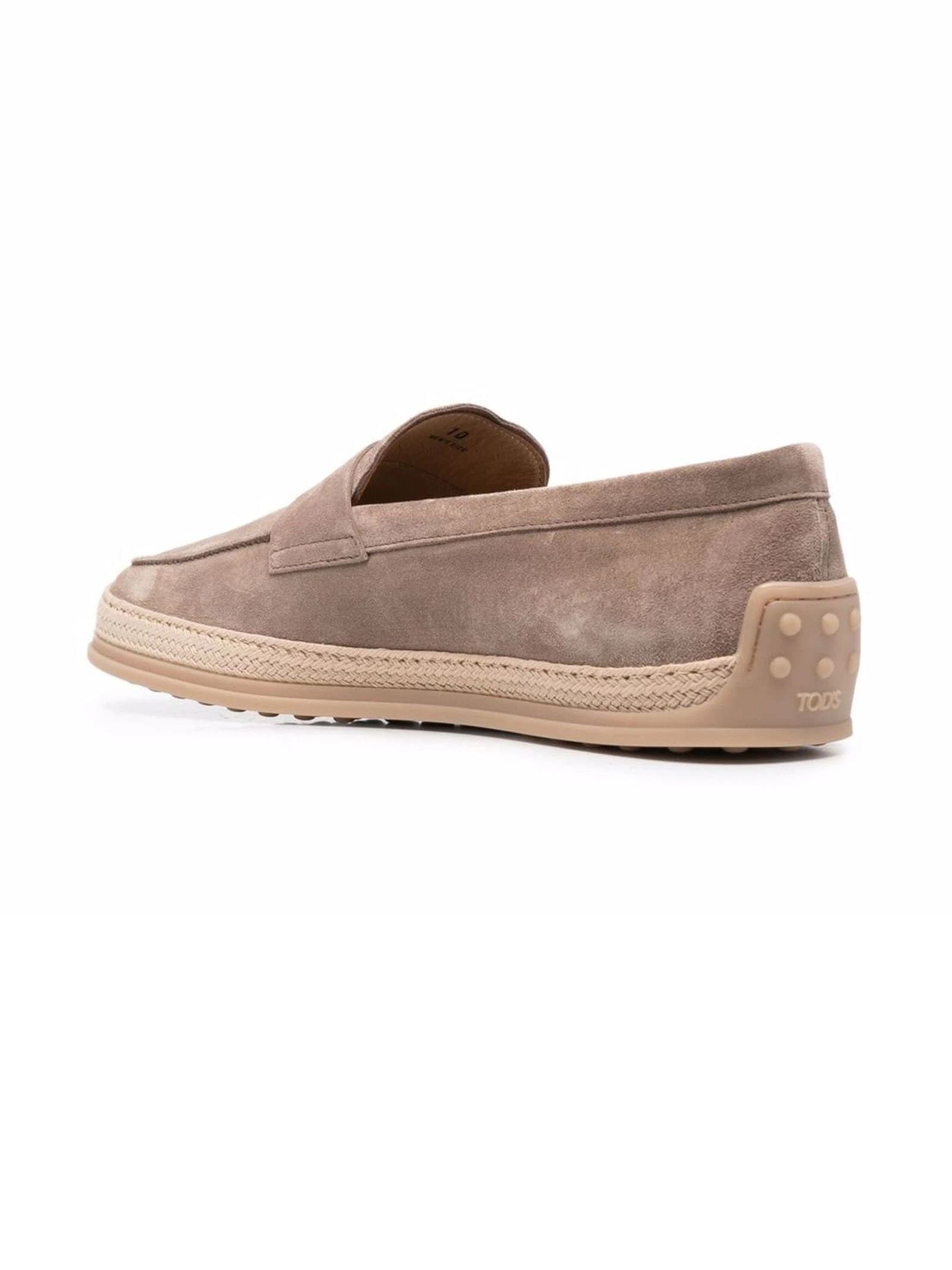 Shop Tod's Loafers In Velvety Suede In Brown