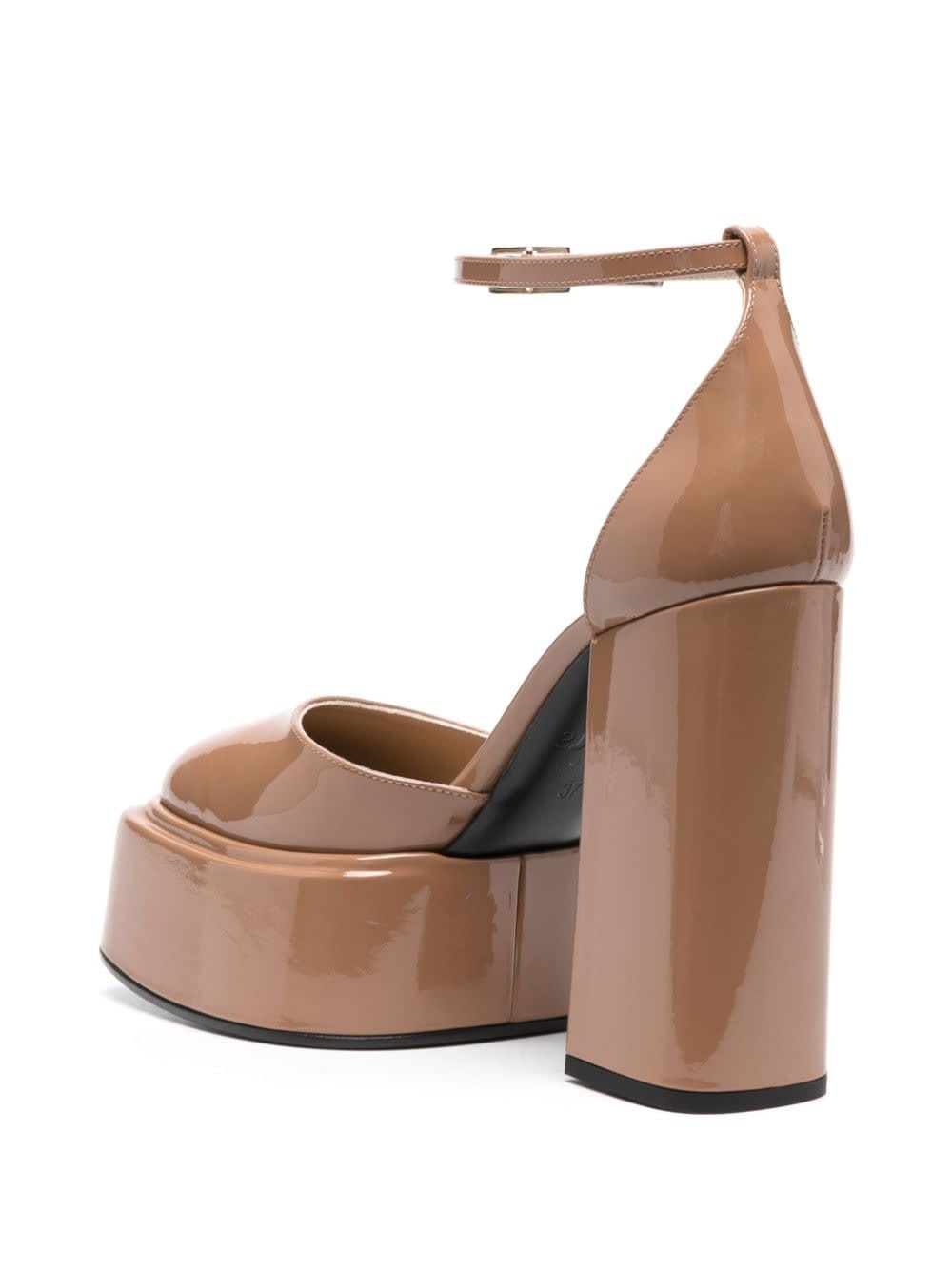 Shop 3juin Ambra High Sandals In Mok Patent Caramel