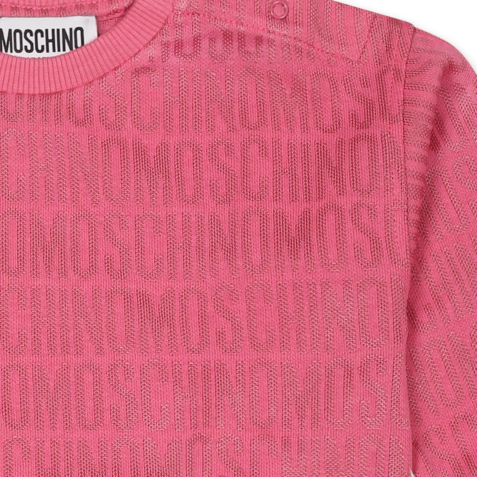 Moschino Fuchsia Dress For Baby Girl With Logo In Pink