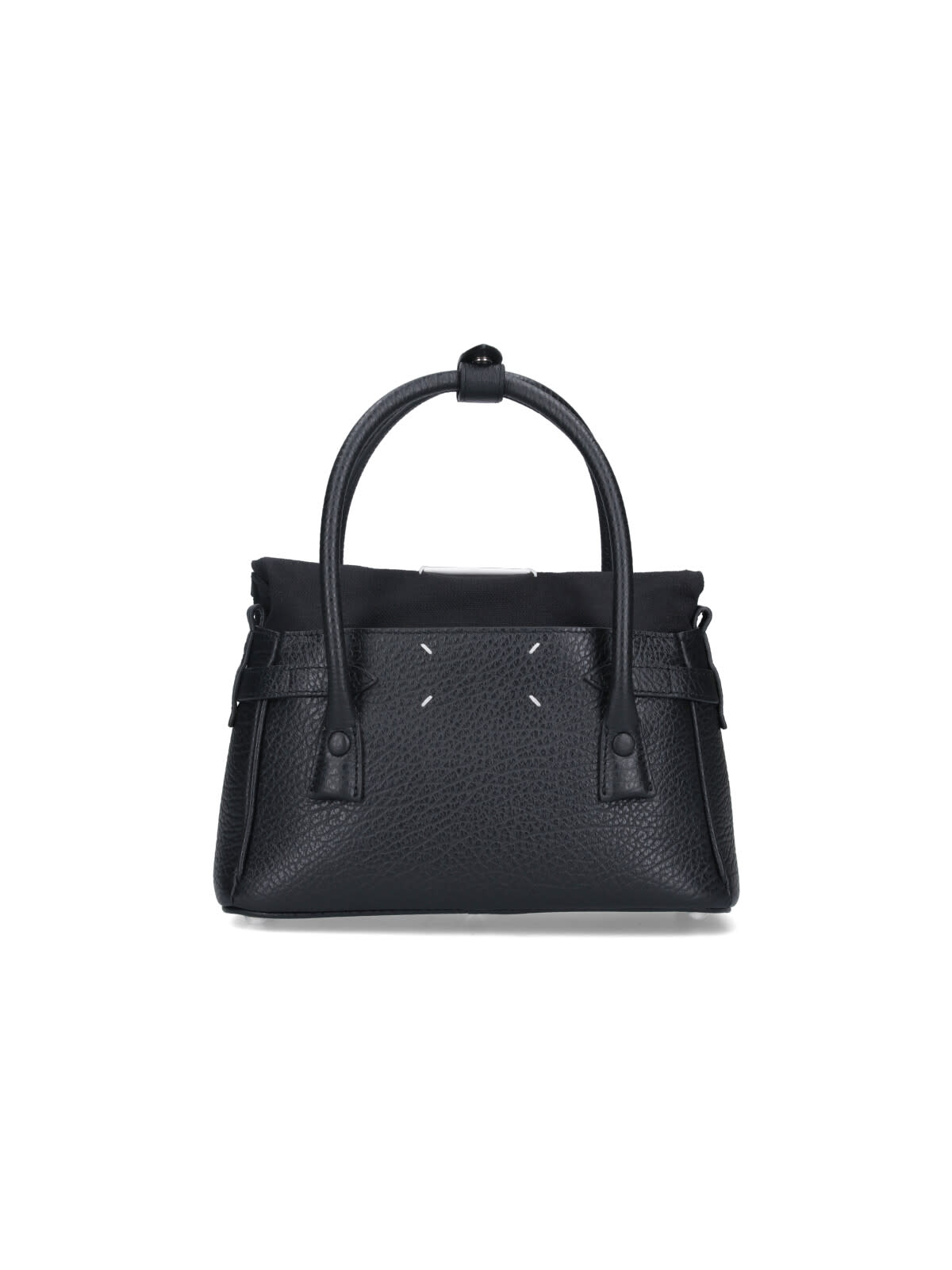 Maison Margiela East West Black Leather Bag In Black