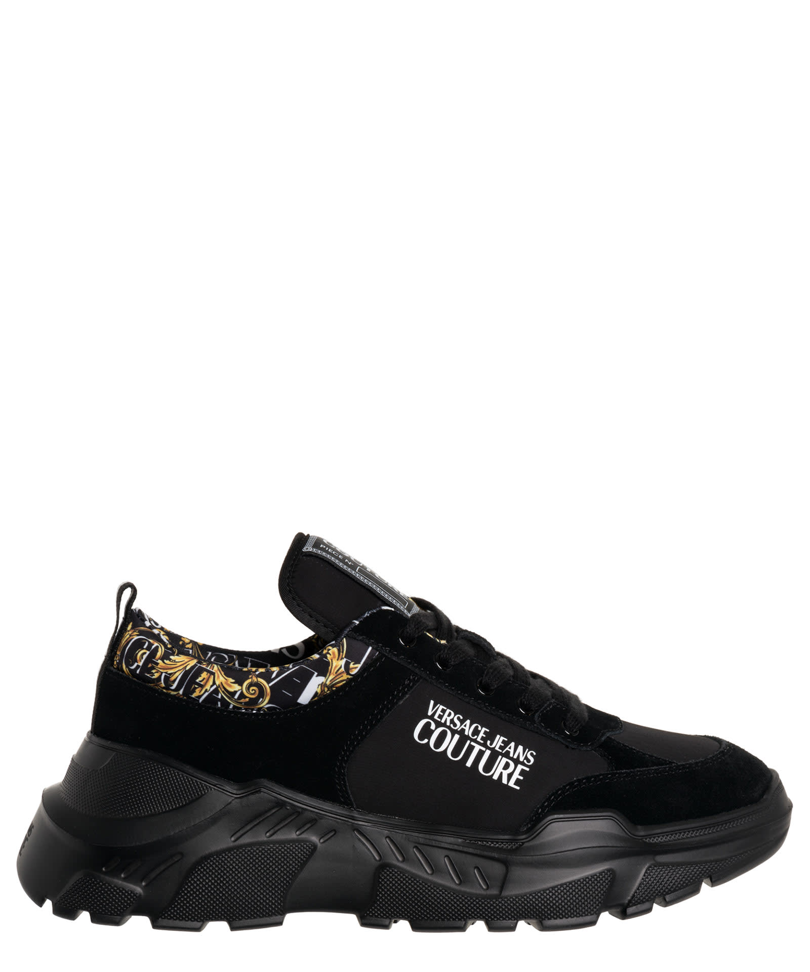 VERSACE JEANS COUTURE SPEEDTRACK LOGO COUTURE LEATHER SNEAKERS