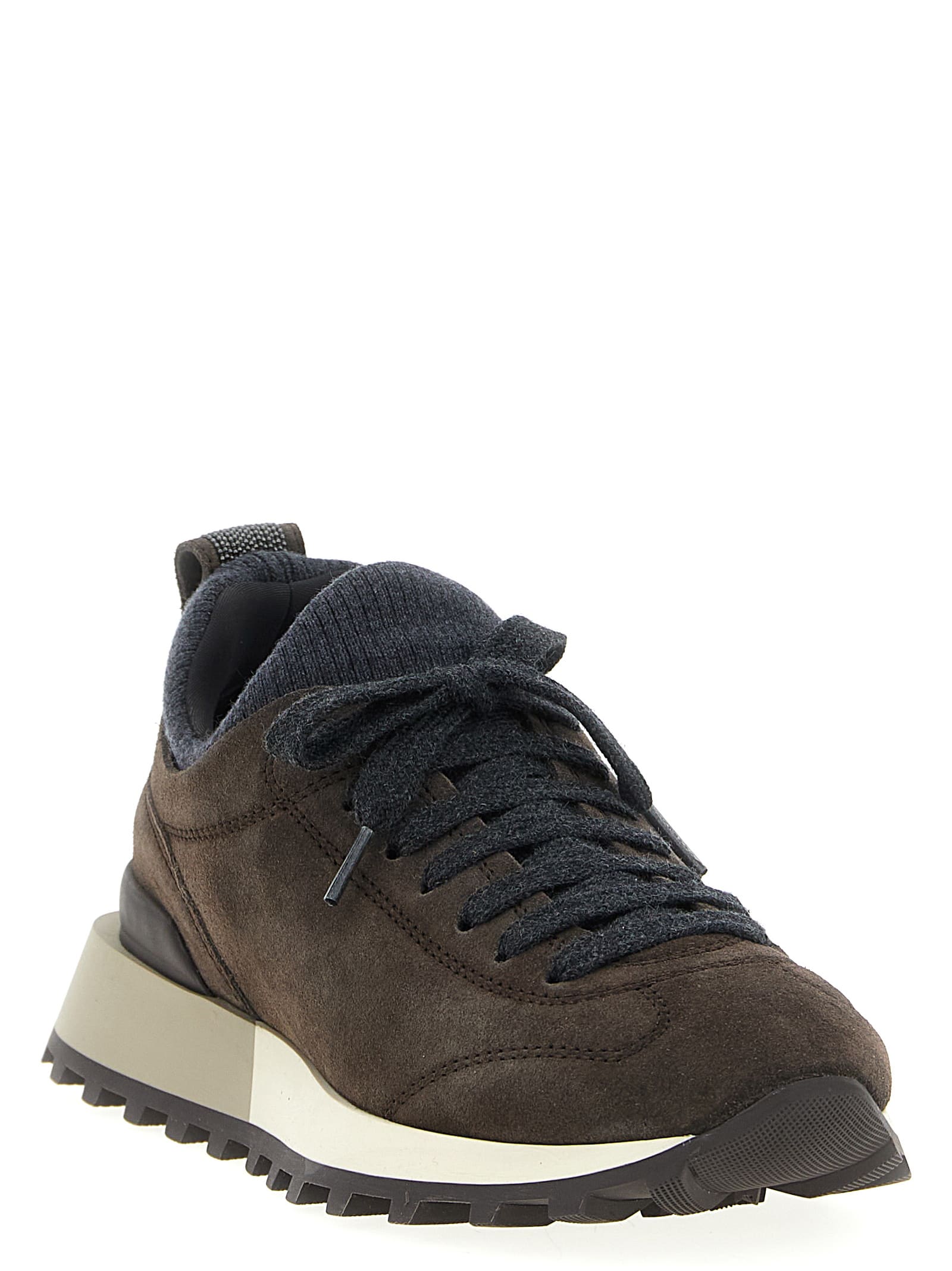 Brunello Cucinelli Suede Sneakers In Brown
