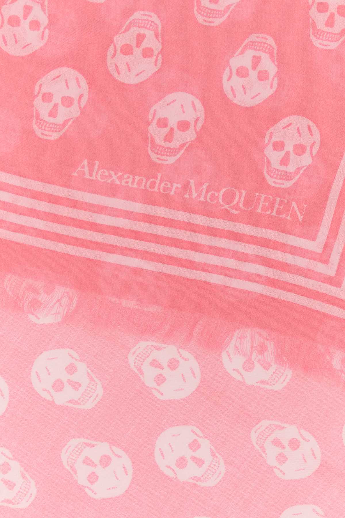 Alexander Mcqueen Printed Wool Scarf In Psycpinkpalepink
