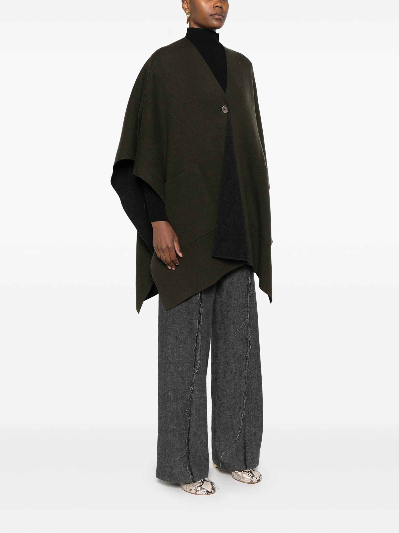 Shop Vince Wool Double Face Knit Cape In Vin Vine