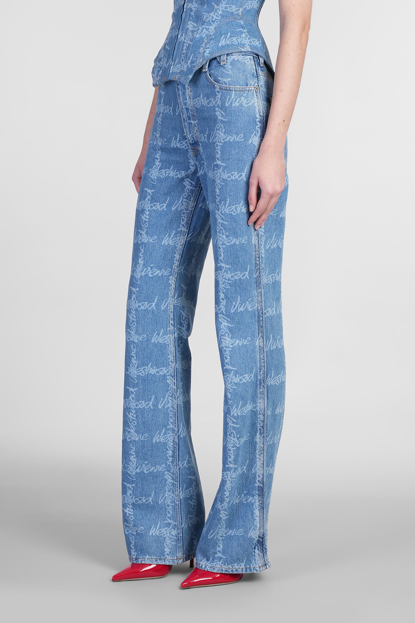Vivienne Westwood Monogram P Ray Flared Jeans In Denim