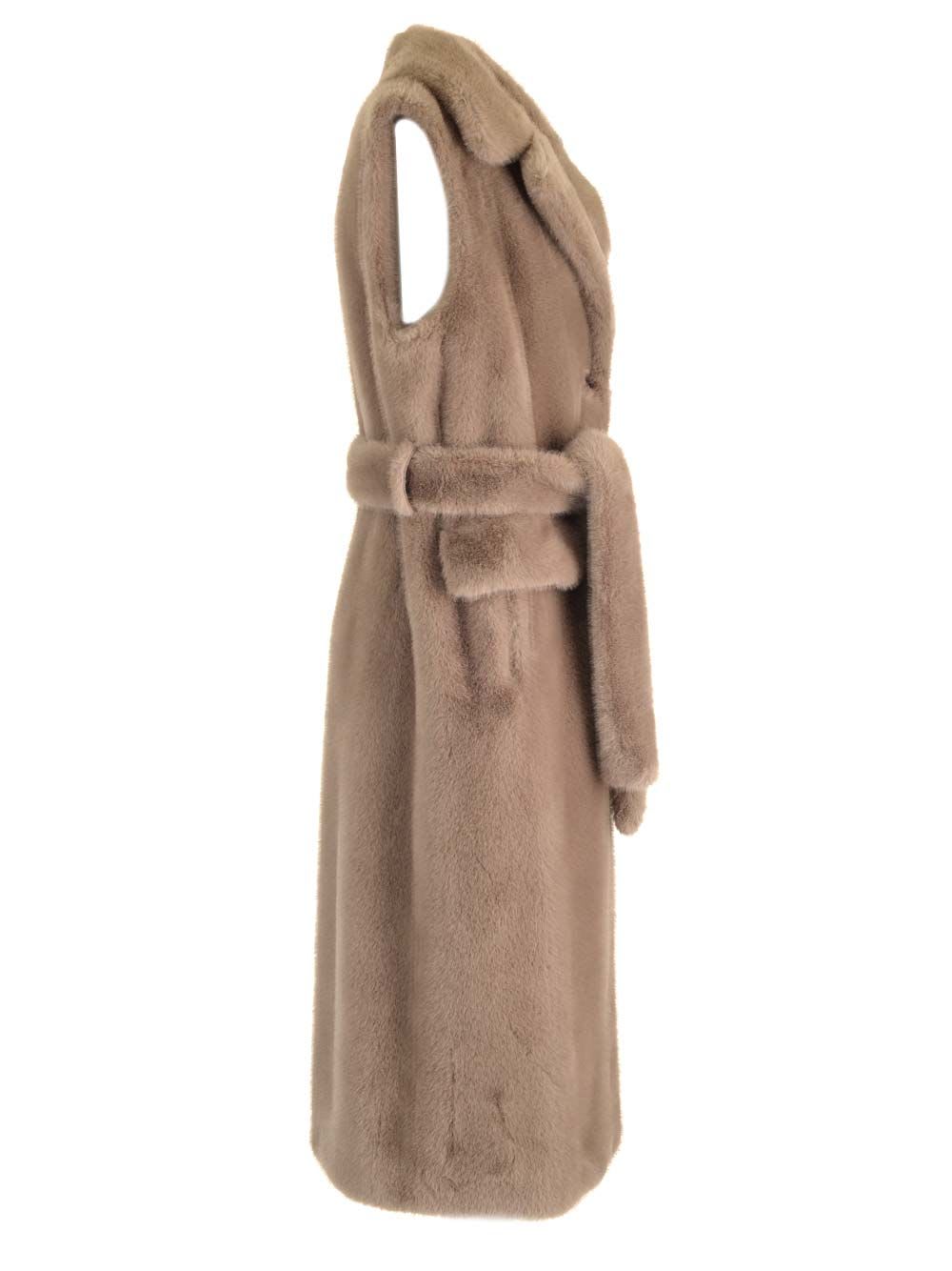 Shop P.a.r.o.s.h Fluffy Long Vest In Beige